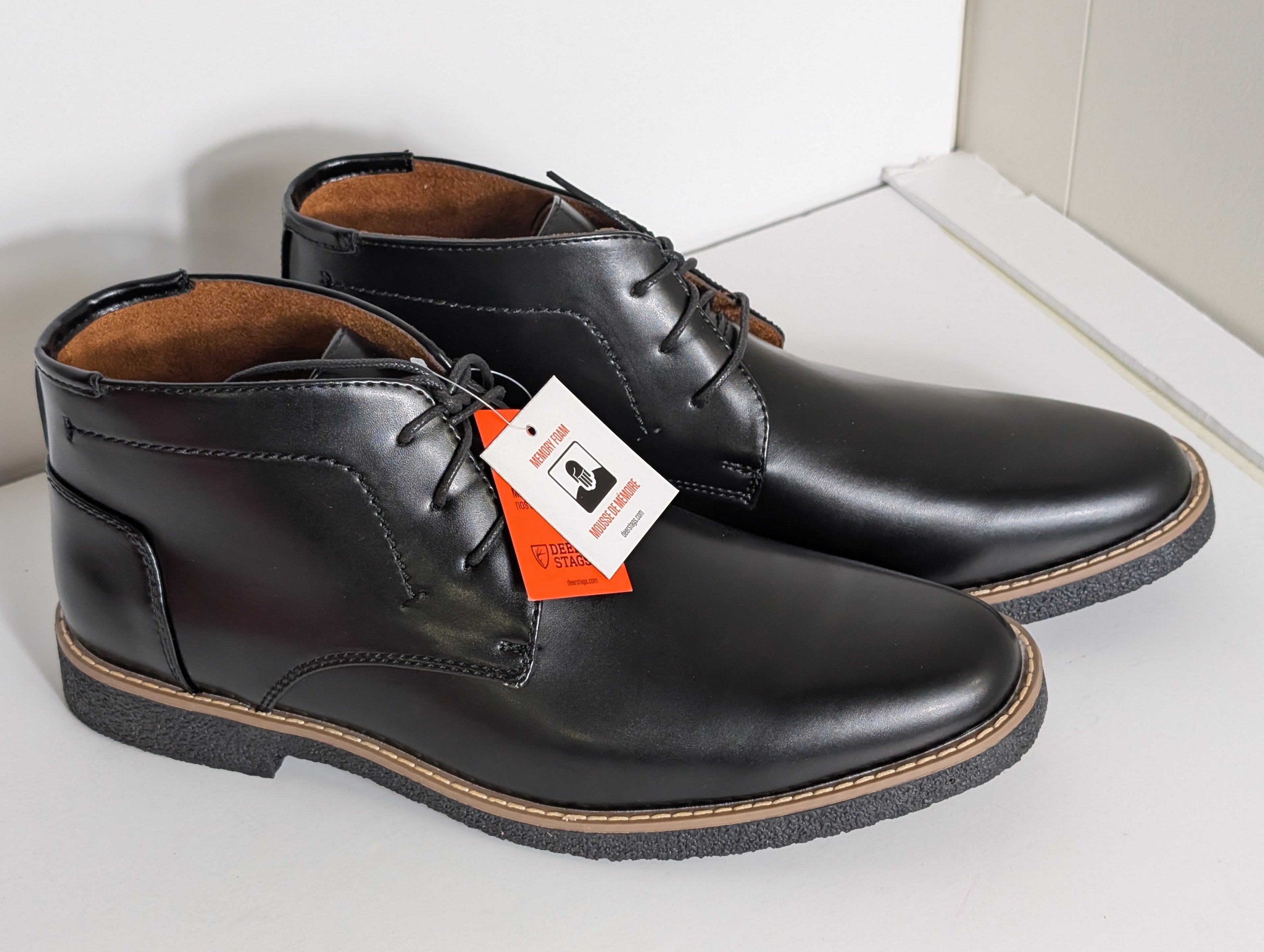 Deer Stags Bangor Black Vega Leather Chukka Boots Men’s Size 12M Comfort Foam