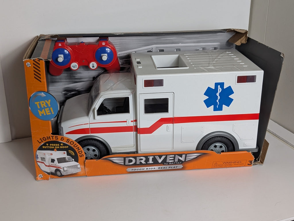 Driven by Battat RC Ambulance Toy Truck with Lights Sounds Remote Control NIB