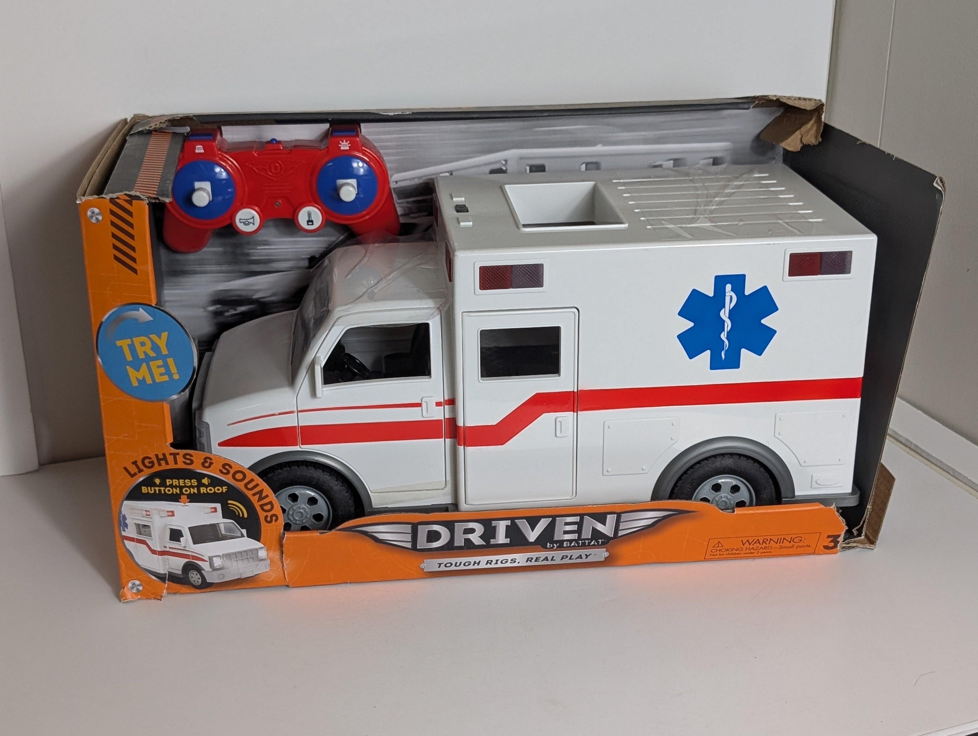 Driven by Battat RC Ambulance Toy Truck with Lights Sounds Remote Control NIB