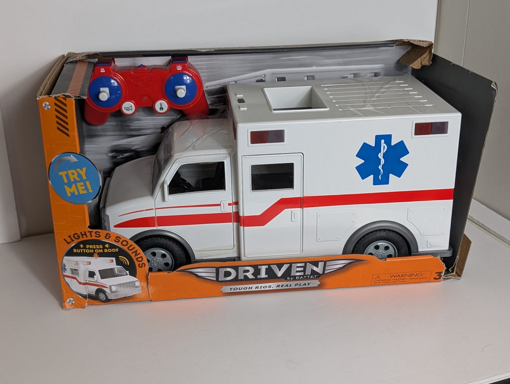Driven by Battat RC Ambulance Toy Truck with Lights Sounds Remote Control NIB
