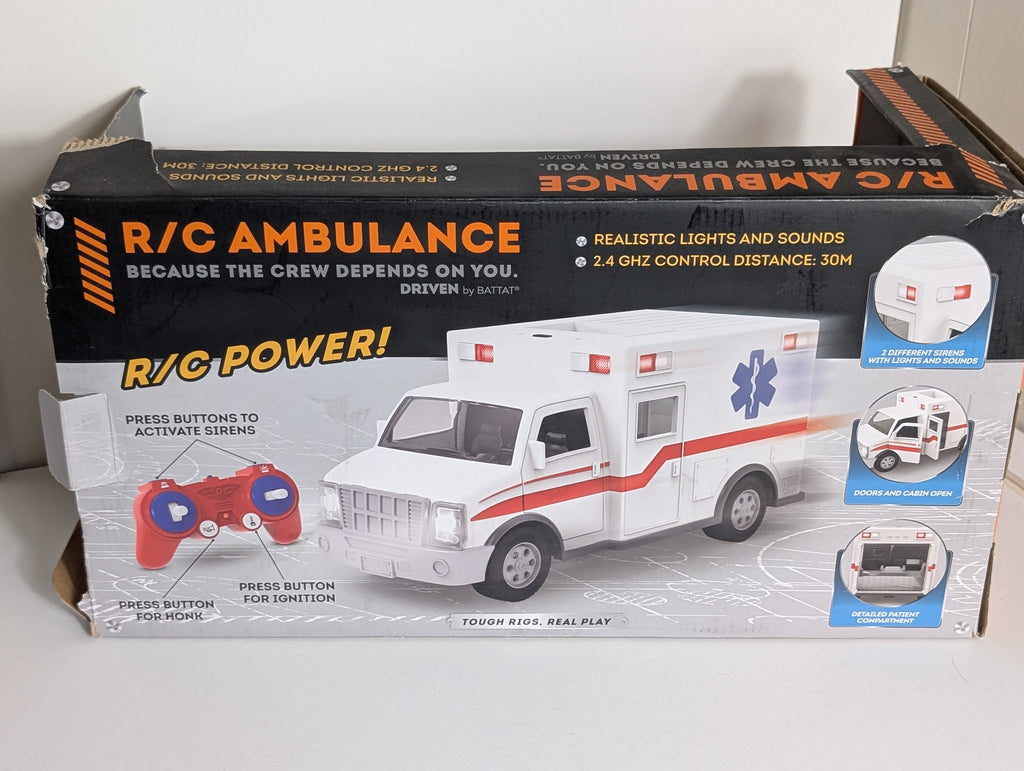 Driven by Battat RC Ambulance Toy Truck with Lights Sounds Remote Control NIB