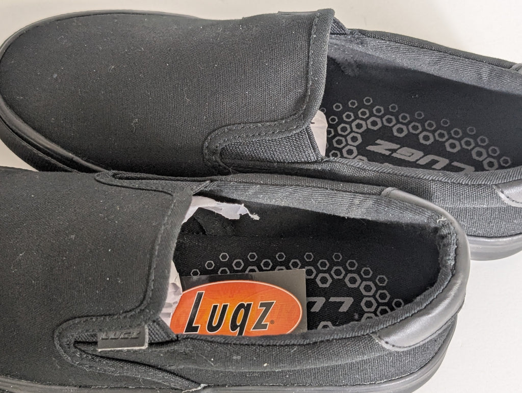 Lugz Clipper Wide Black Canvas Slip-On Sneakers Women’s Size 7 New in Box