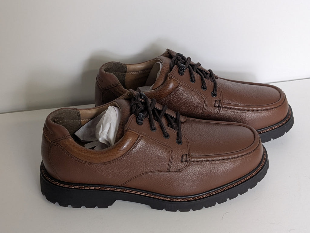 Dockers Glacier Dark Tan Leather Oxford Casual Shoes Men’s Size 10W Oil Resistant NIB