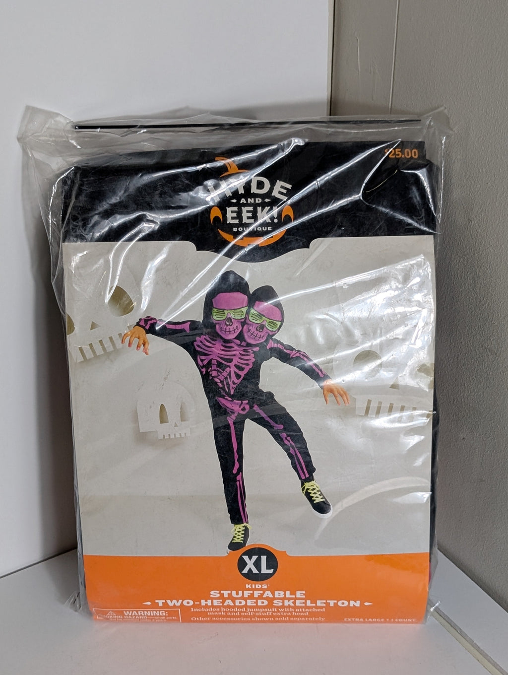 Hyde and Eek Boutique Kids XL Stuffable Two-Headed Skeleton Costume New in Package