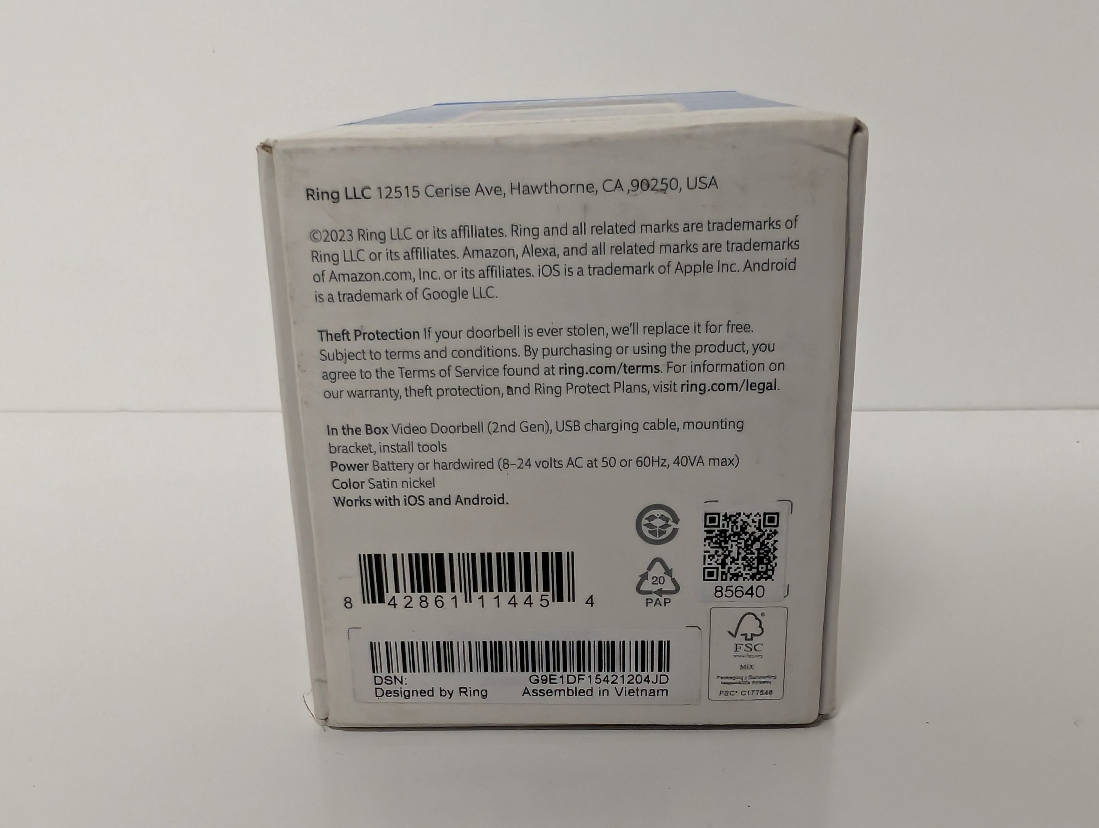 Ring Video Doorbell (2nd Gen, Satin Nickel) – 1080p HD Smart Home Camera with Motion Alerts (New Sealed)