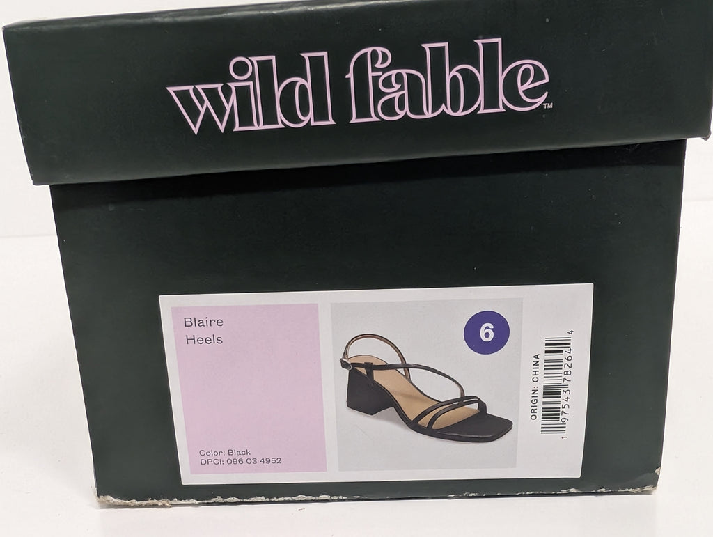 Wild Fable Blaire Black Strappy Block Heel Sandals Size 6 (New in Box)