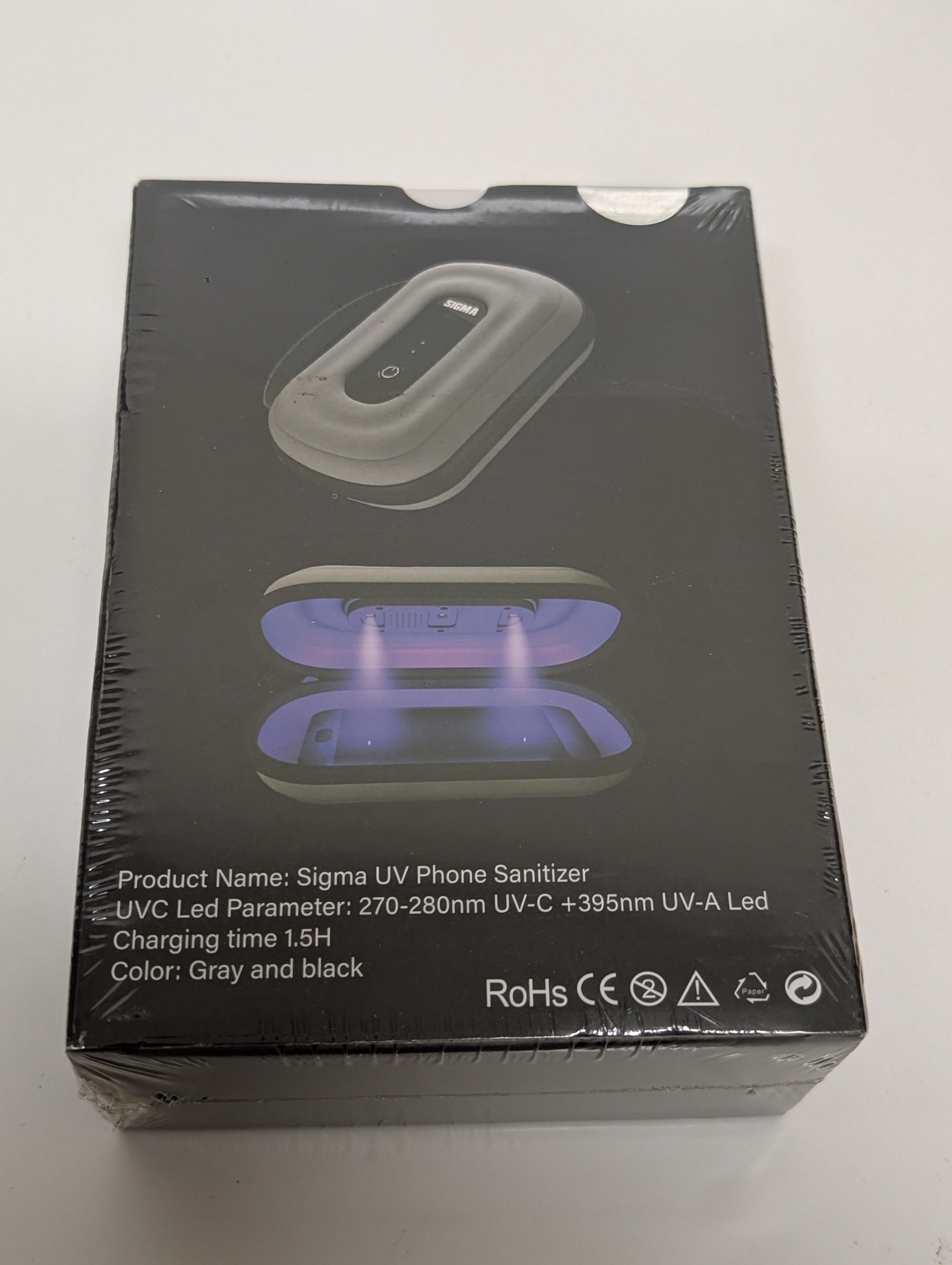 Sigma UV-C Phone Sanitizer Portable LED Sterilizer Case (Gray/Black, New)