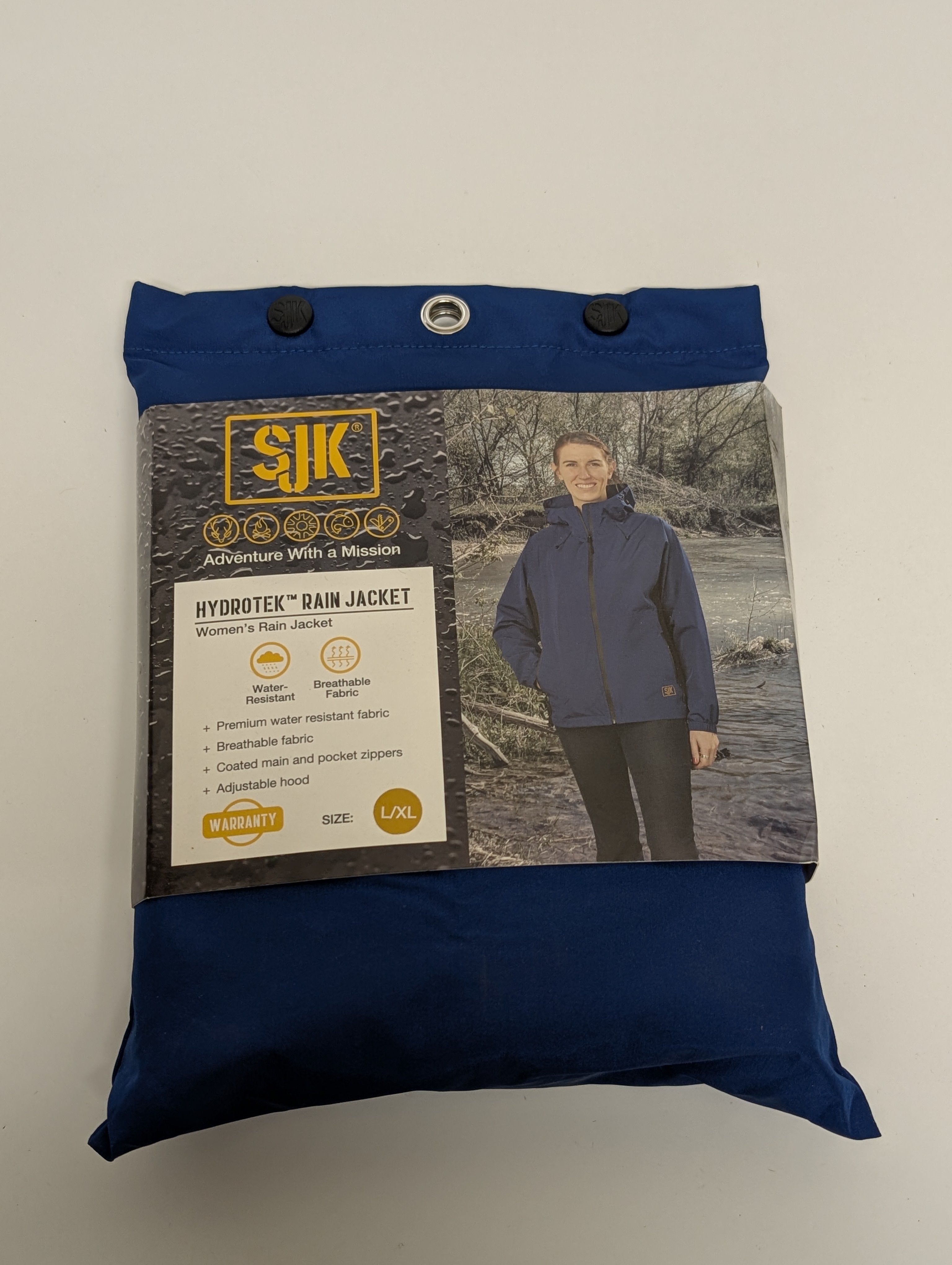 SJK Hydrotek Women’s Rain Jacket – Estate Blue (L/XL, New in Package)