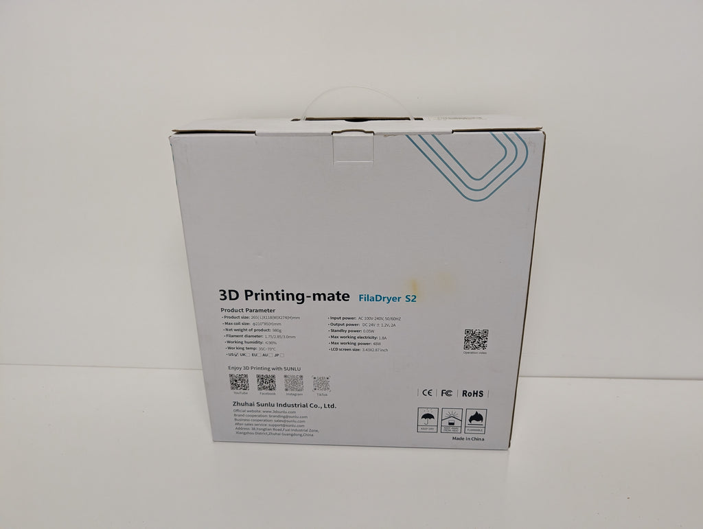 SUNLU FilaDryer S2 3D Printing-Mate Filament Dryer (New in Box)