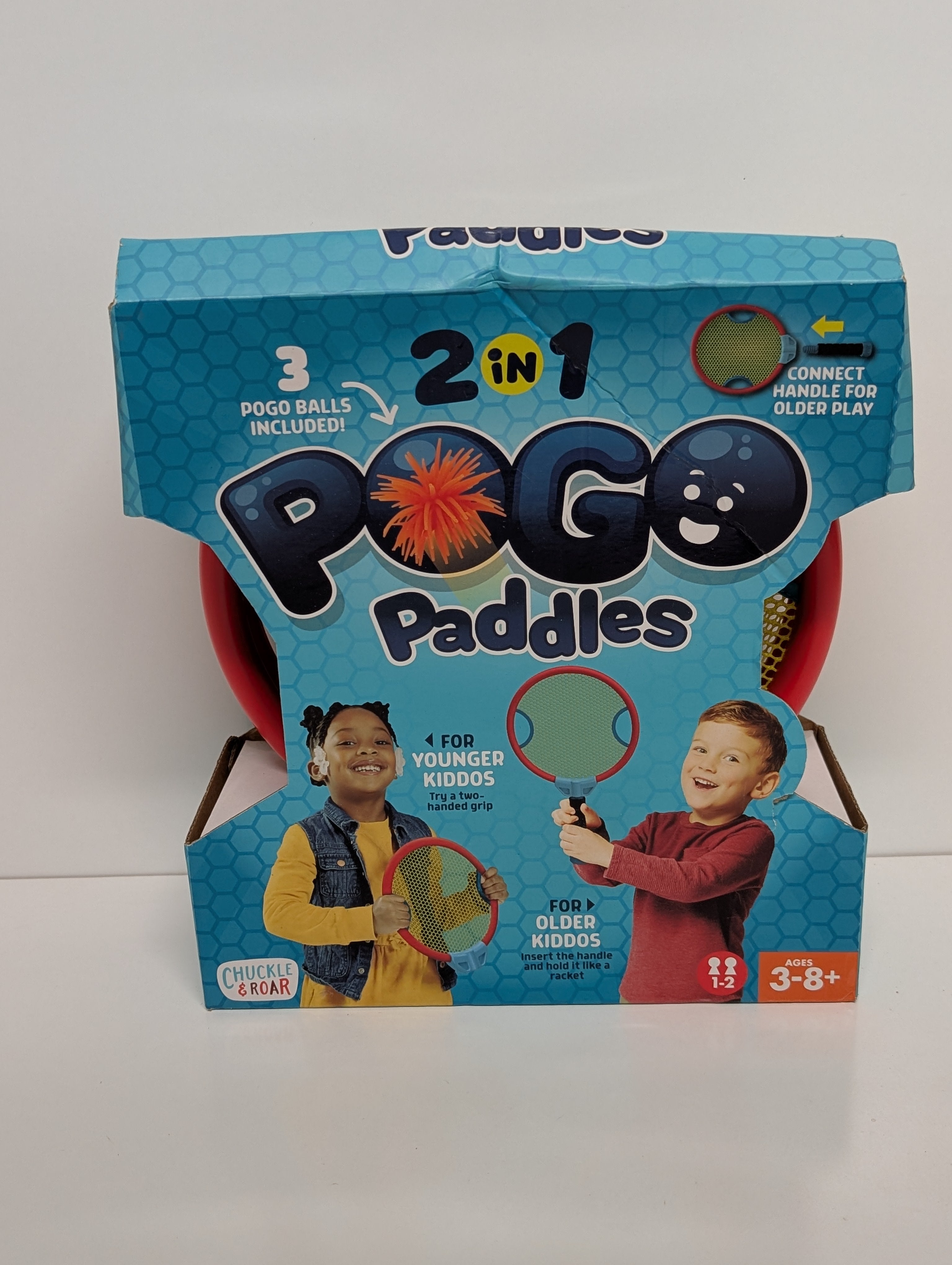 Chuckle & Roar 2-in-1 Pogo Paddles Game Set with 3 Pogo Balls for Kids Ages 3–8