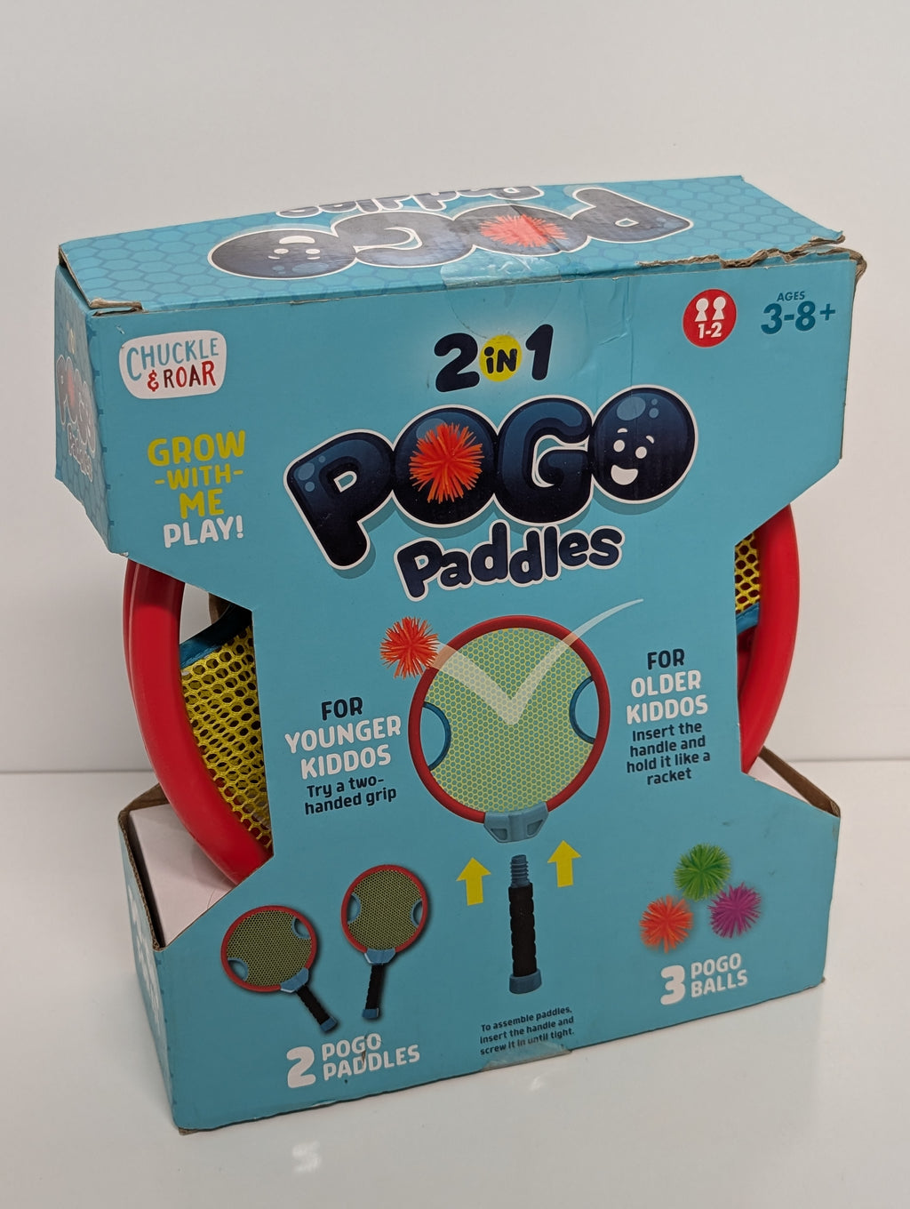 Chuckle & Roar 2-in-1 Pogo Paddles Game Set with 3 Pogo Balls for Kids Ages 3–8
