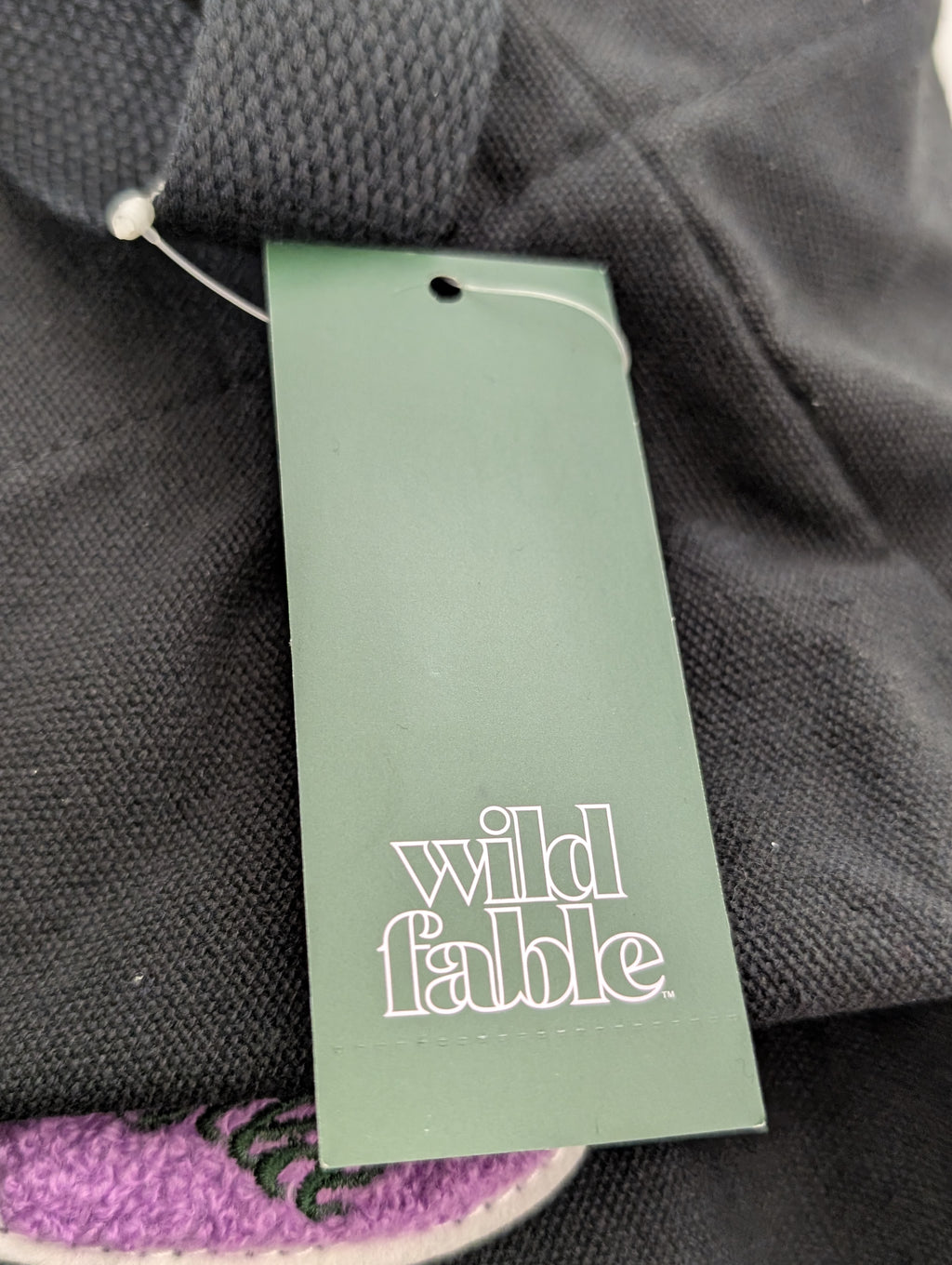 Wild Fable Black Canvas Tote Bag with Embroidered Patches (New, 2023 Collection)
