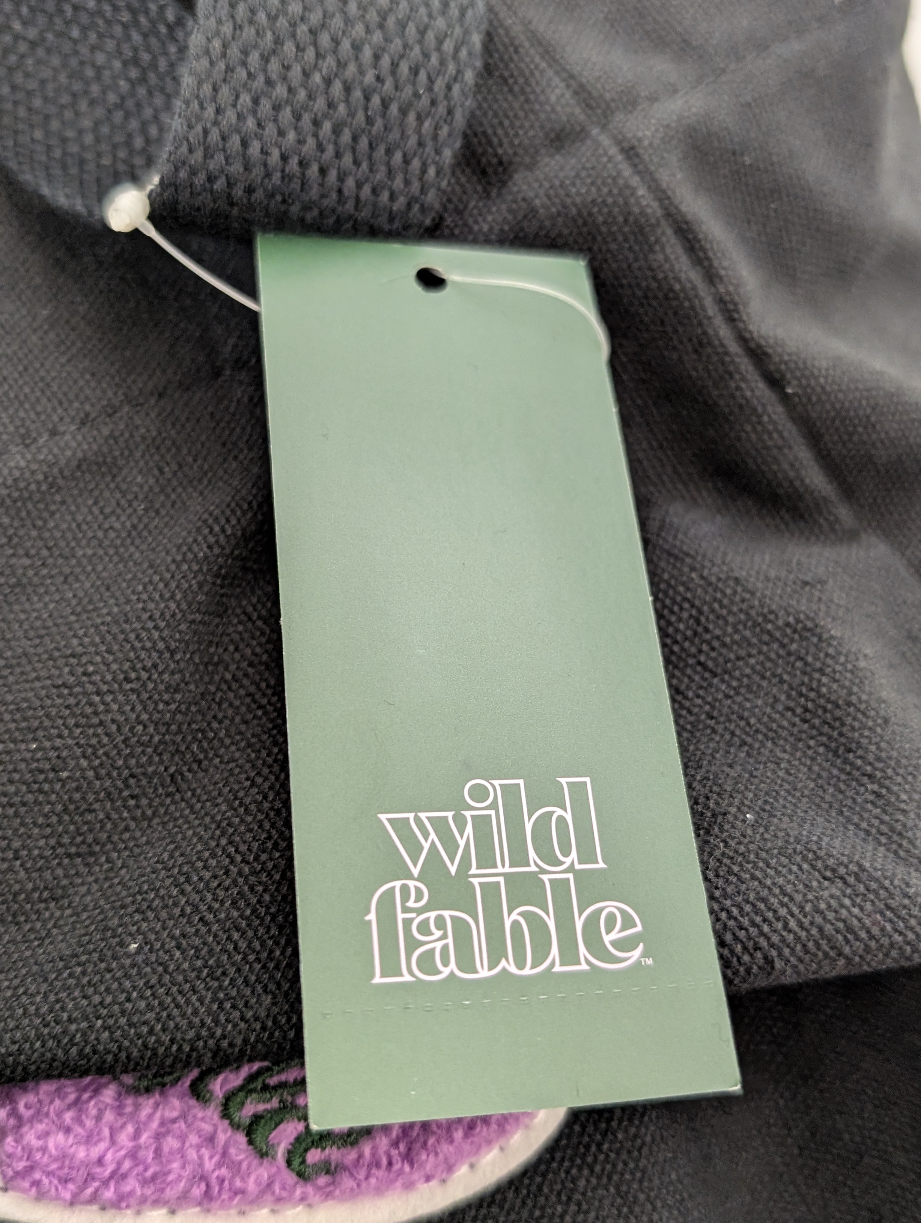 Wild Fable Black Canvas Tote Bag with Embroidered Patches (New, 2023 Collection)