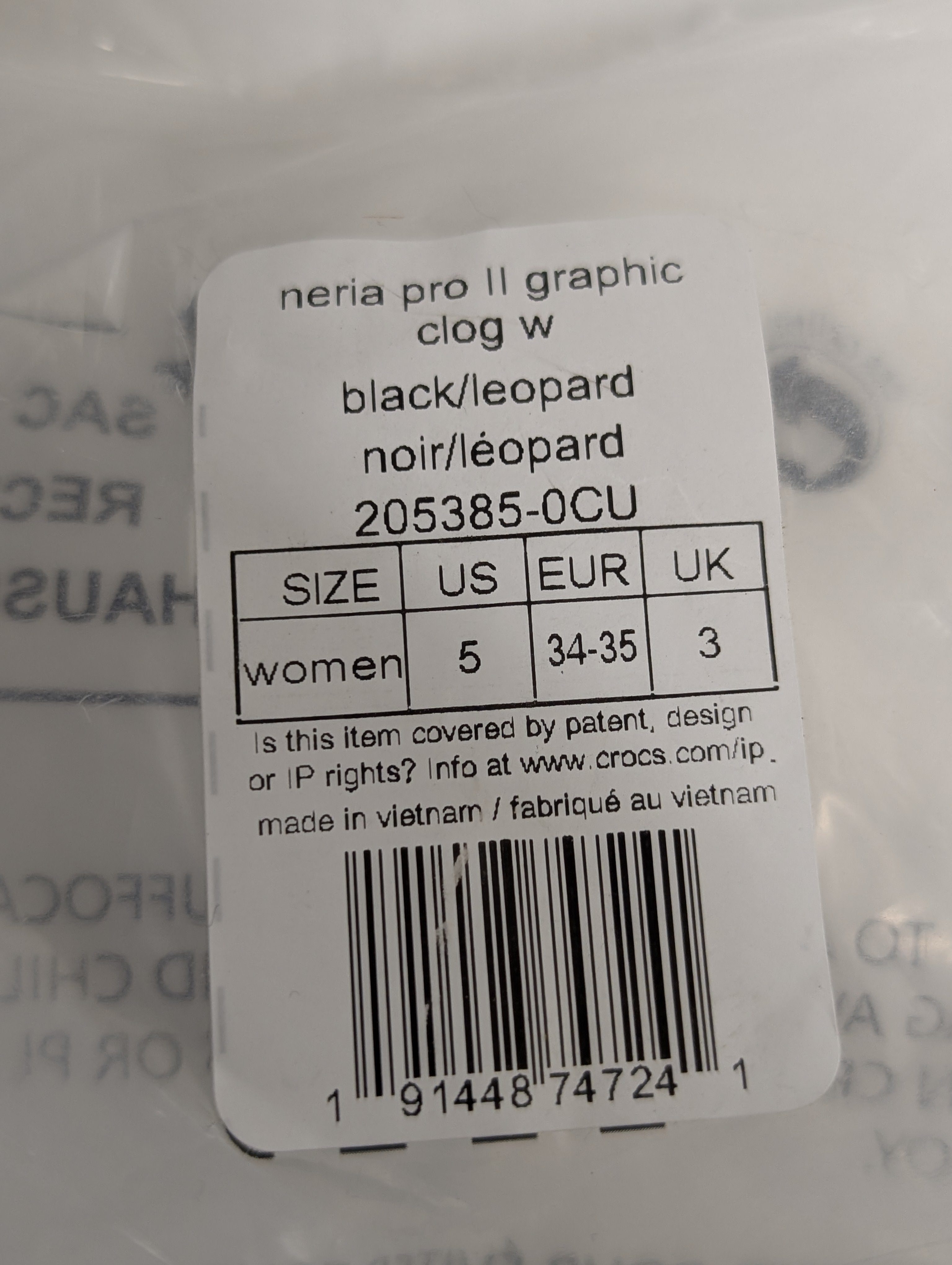 Crocs Neria Pro II Graphic Clog Women’s Size 5 – Black Leopard Print (New)