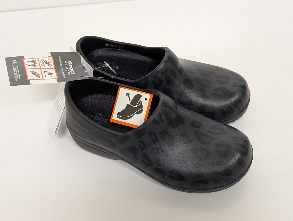 Crocs Neria Pro II Graphic Clog Women’s Size 4 – Black Leopard Print (New)