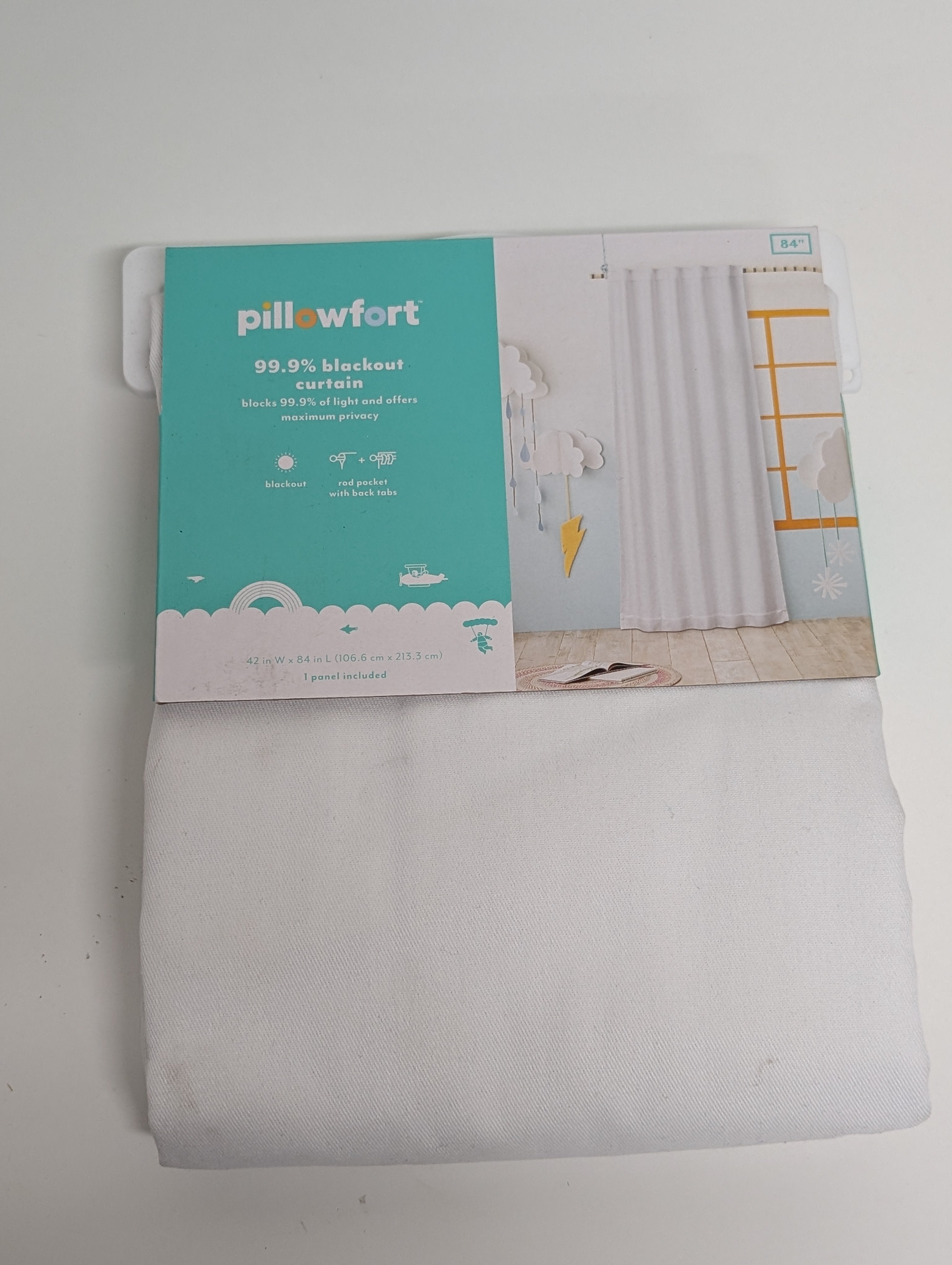 Pillowfort 99.9% Blackout Curtain White Twill 42x84 Window Panel (Single)
