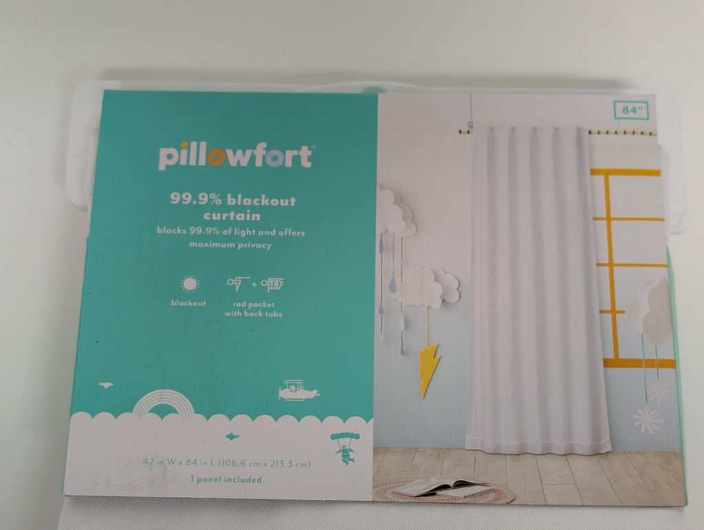 Pillowfort 99.9% Blackout Curtain White Twill 42x84 Window Panel (Single)