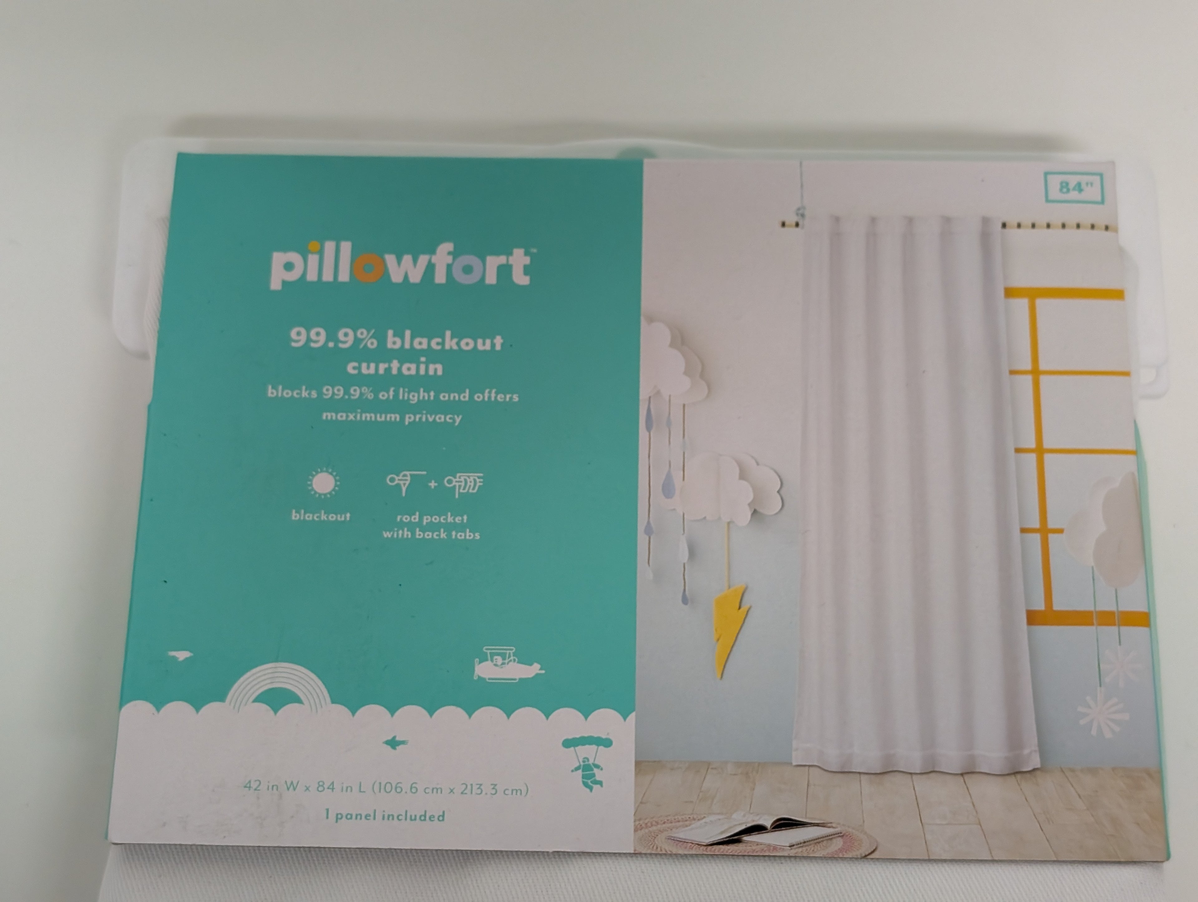 Pillowfort 99.9% Blackout Curtain White Twill 42x84 Window Panel (Single)