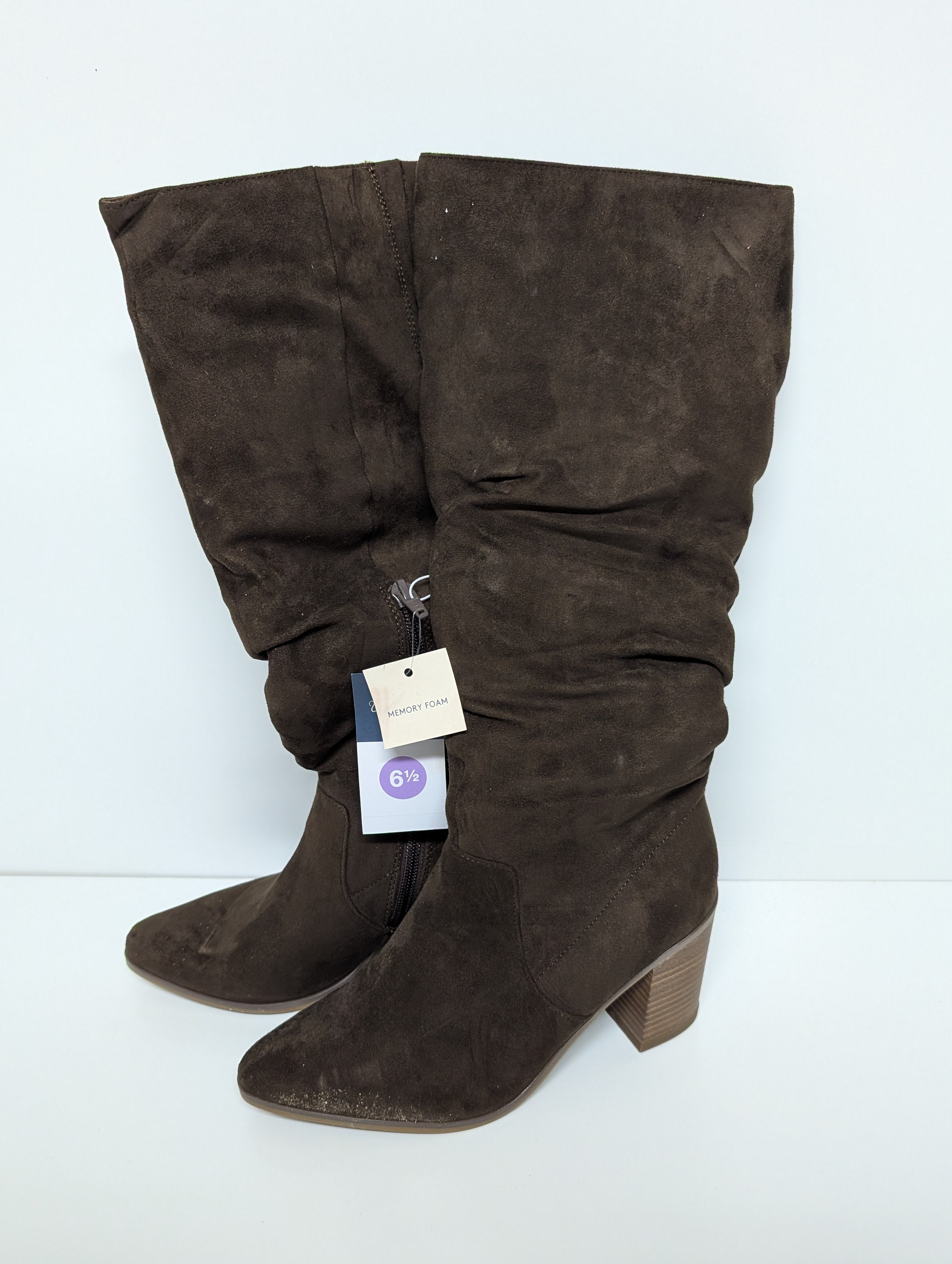 Universal Thread Junie Women’s Brown Slouch Boots Size 6.5 with Memory Foam