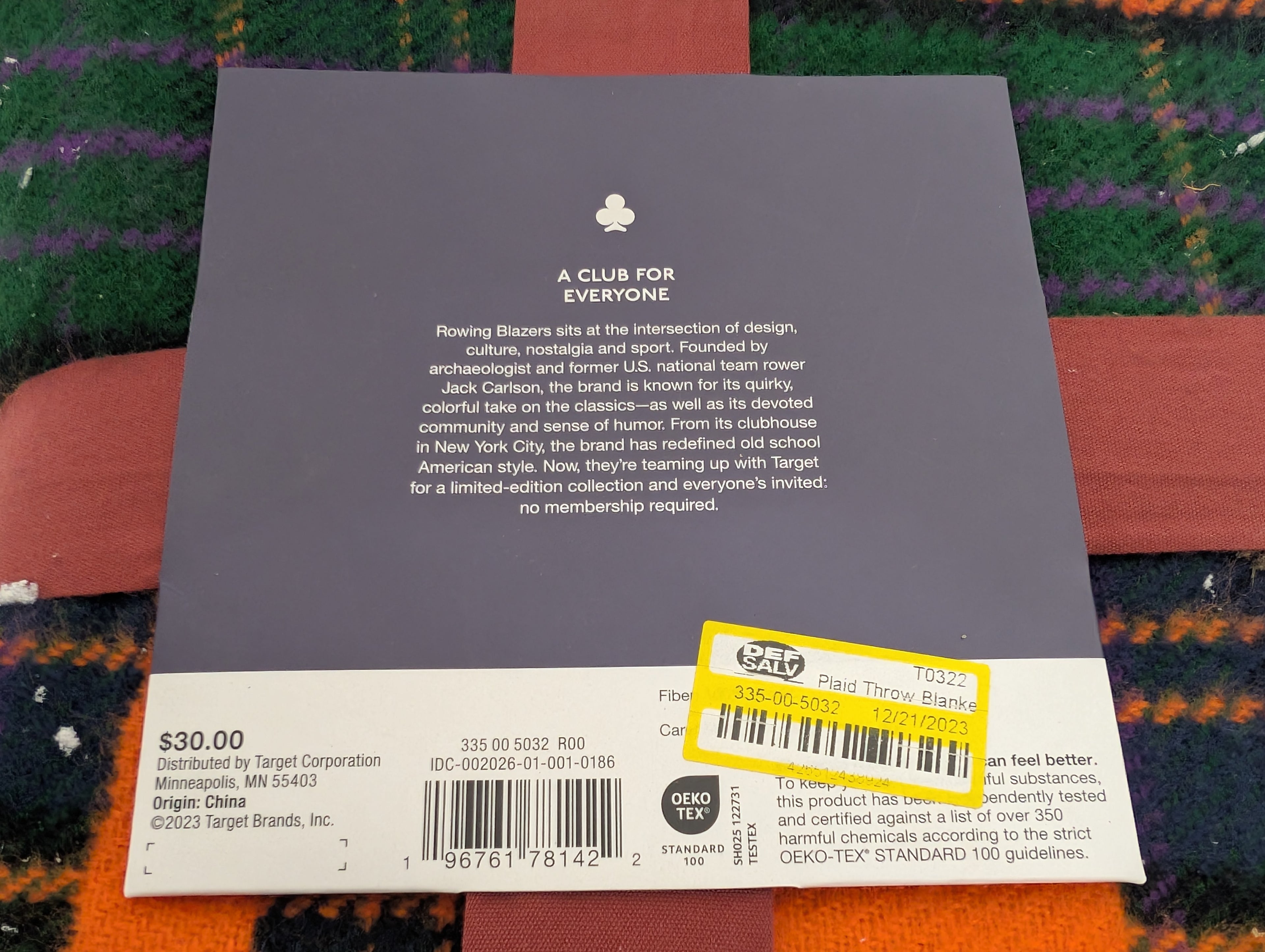 Rowing Blazers x Target Plaid Throw Blanket 50x60 Limited Edition Collection