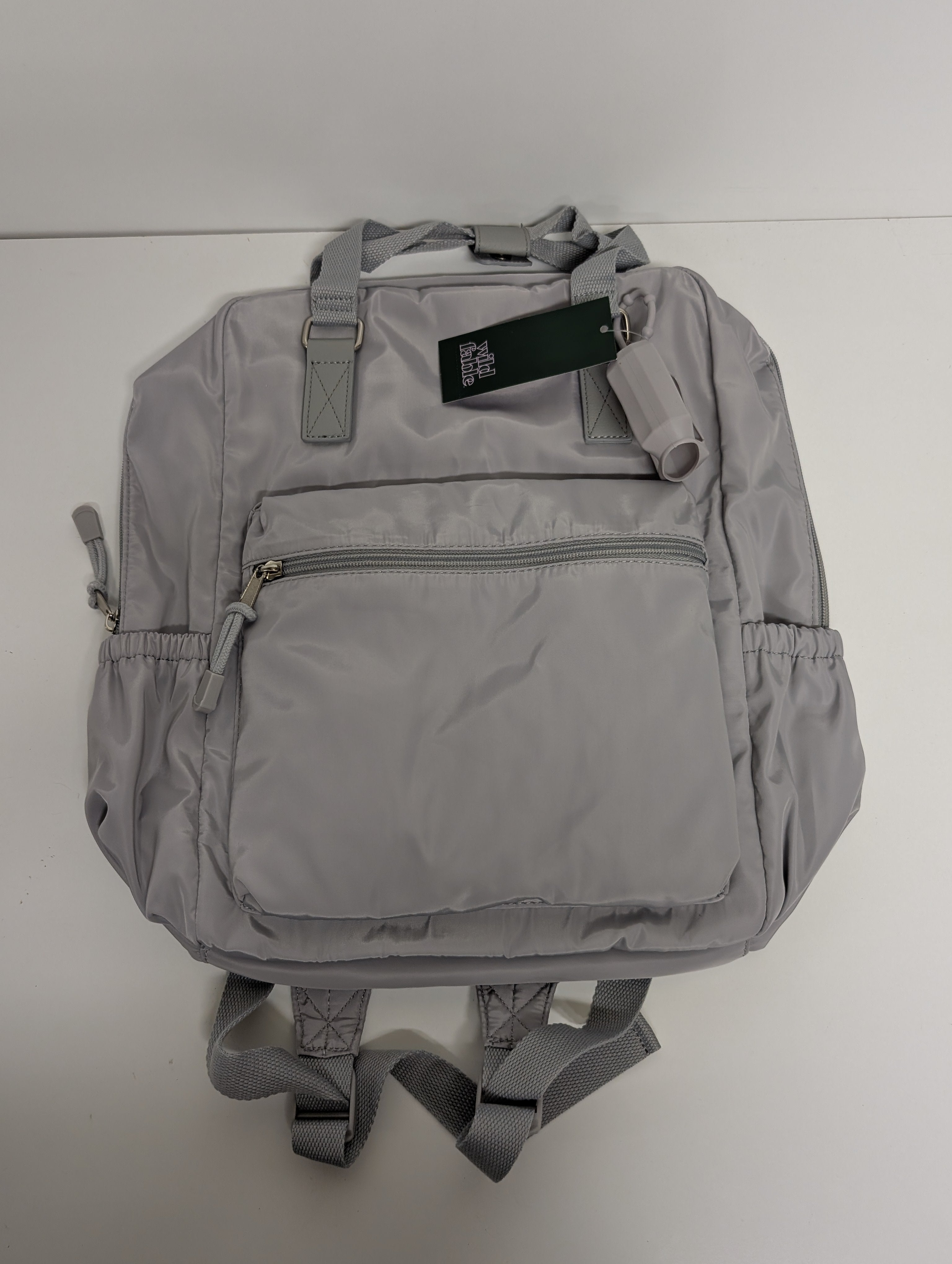 Wild Fable Gray Recycled Polyester Backpack with Keychain Accessory (New with Tags)