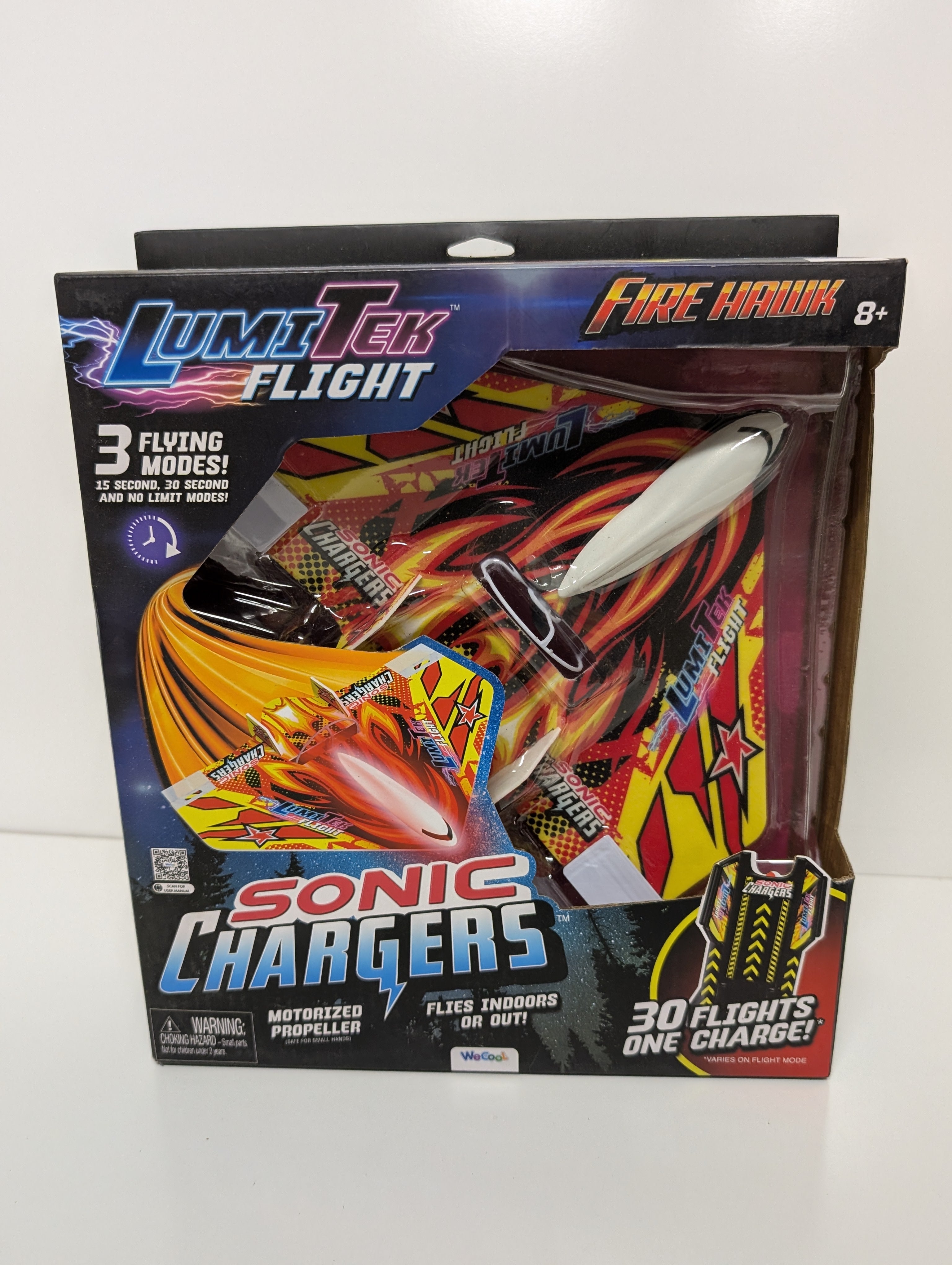 LumiTek Flight Sonic Chargers Fire Hawk Motorized LED Glider Airplane Toy