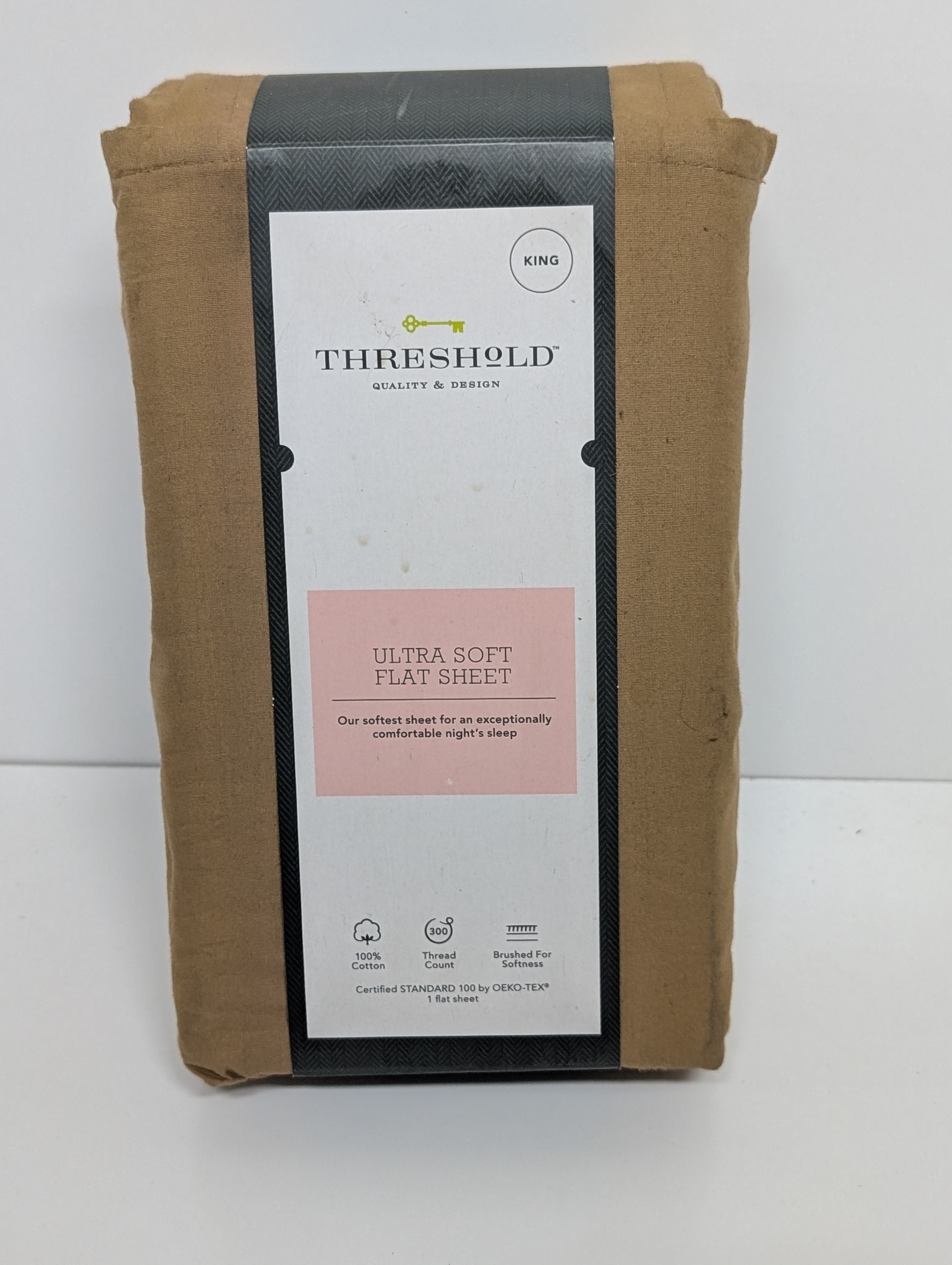 Threshold Ultra Soft 100% Cotton Flat Sheet – King Size (K Flat Brown)