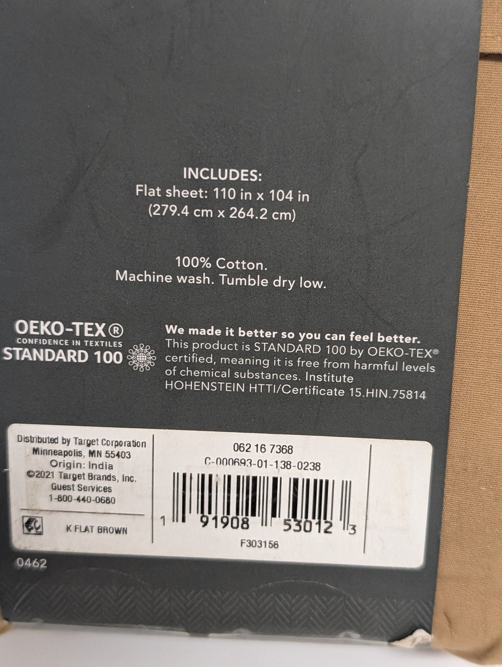 Threshold Ultra Soft 100% Cotton Flat Sheet – King Size (K Flat Brown)