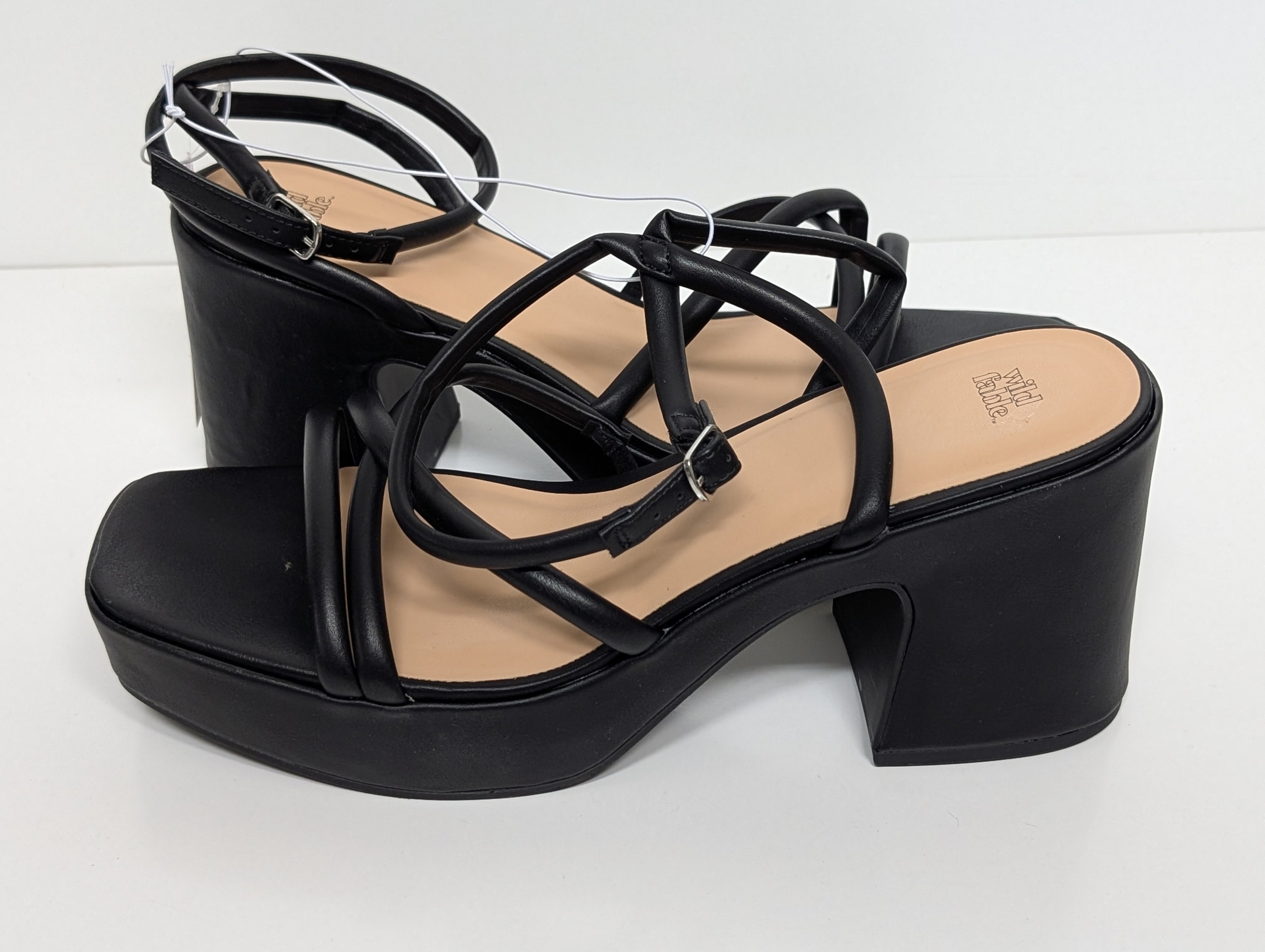 Wild Fable Women’s Strappy Platform Block Heel Sandals – Black (Size 14)