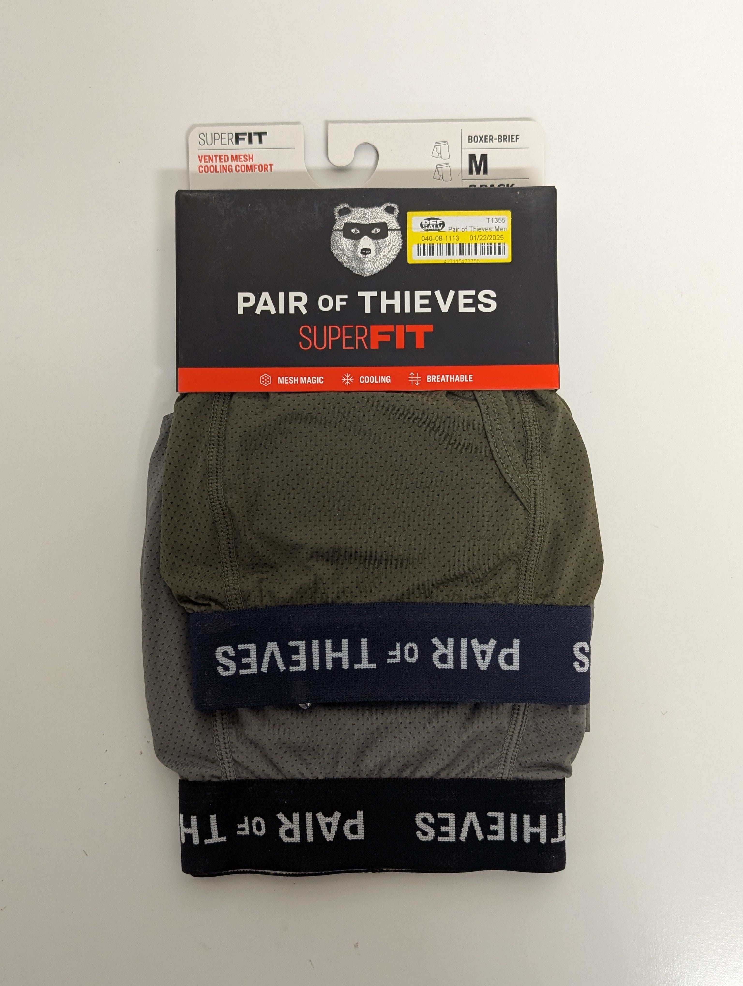 Pair of Thieves SuperFit Men's Boxer Briefs 2-Pack (Medium, Seaweed & Gargoyle Grey)
