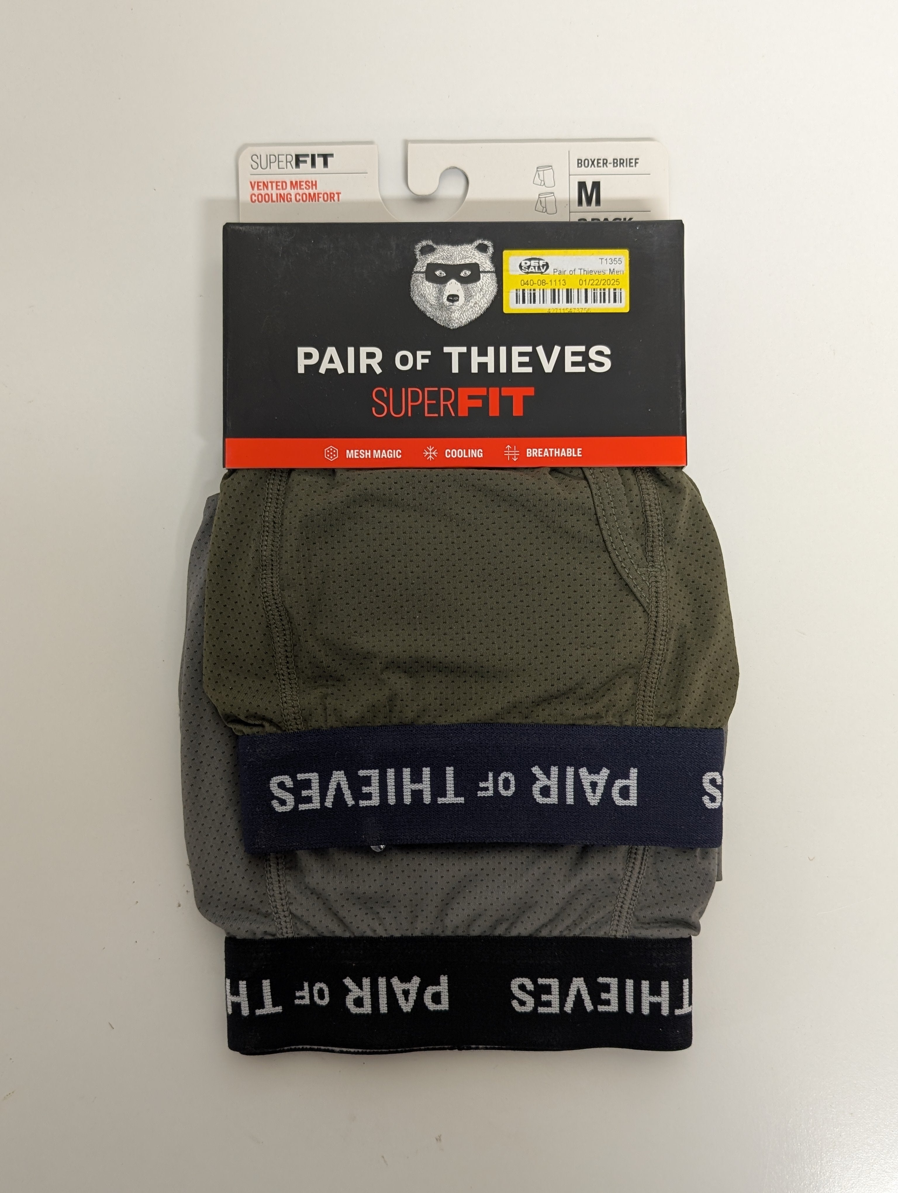 Pair of Thieves SuperFit Men's Boxer Briefs 2-Pack (Medium, Seaweed & Gargoyle Grey)