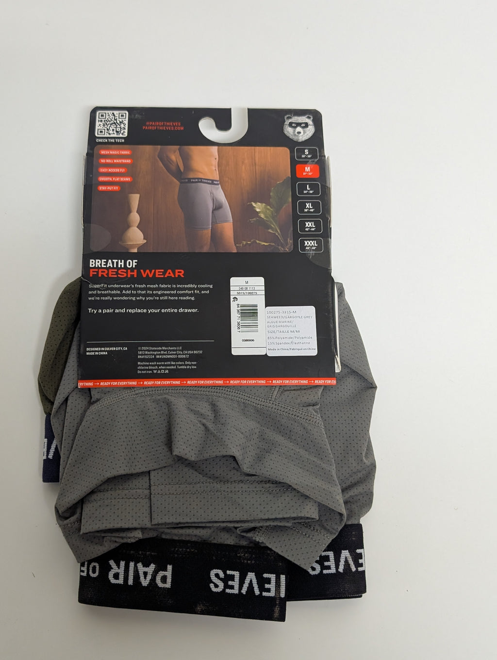 Pair of Thieves SuperFit Men's Boxer Briefs 2-Pack (Medium, Seaweed & Gargoyle Grey)