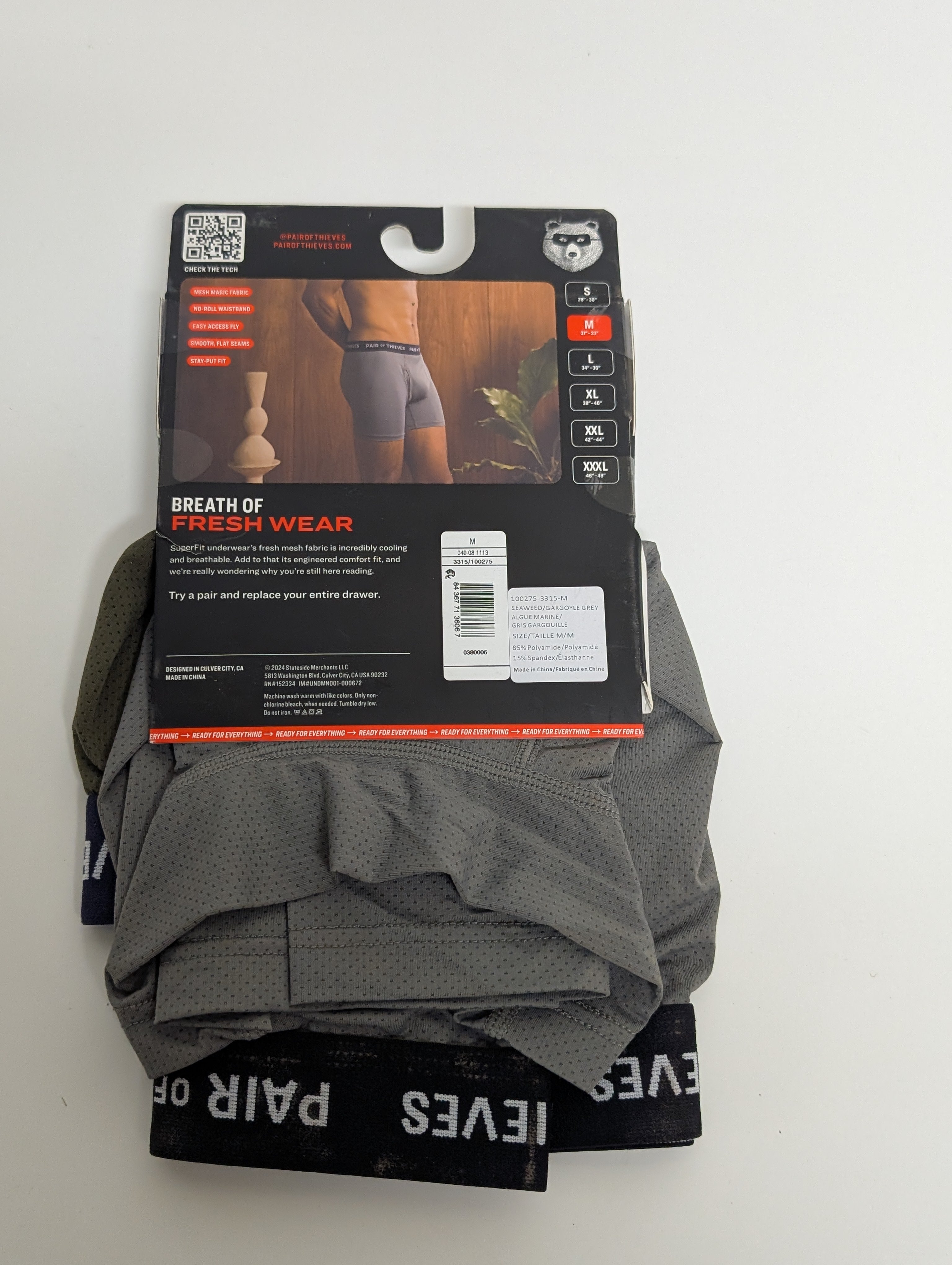 Pair of Thieves SuperFit Men's Boxer Briefs 2-Pack (Medium, Seaweed & Gargoyle Grey)