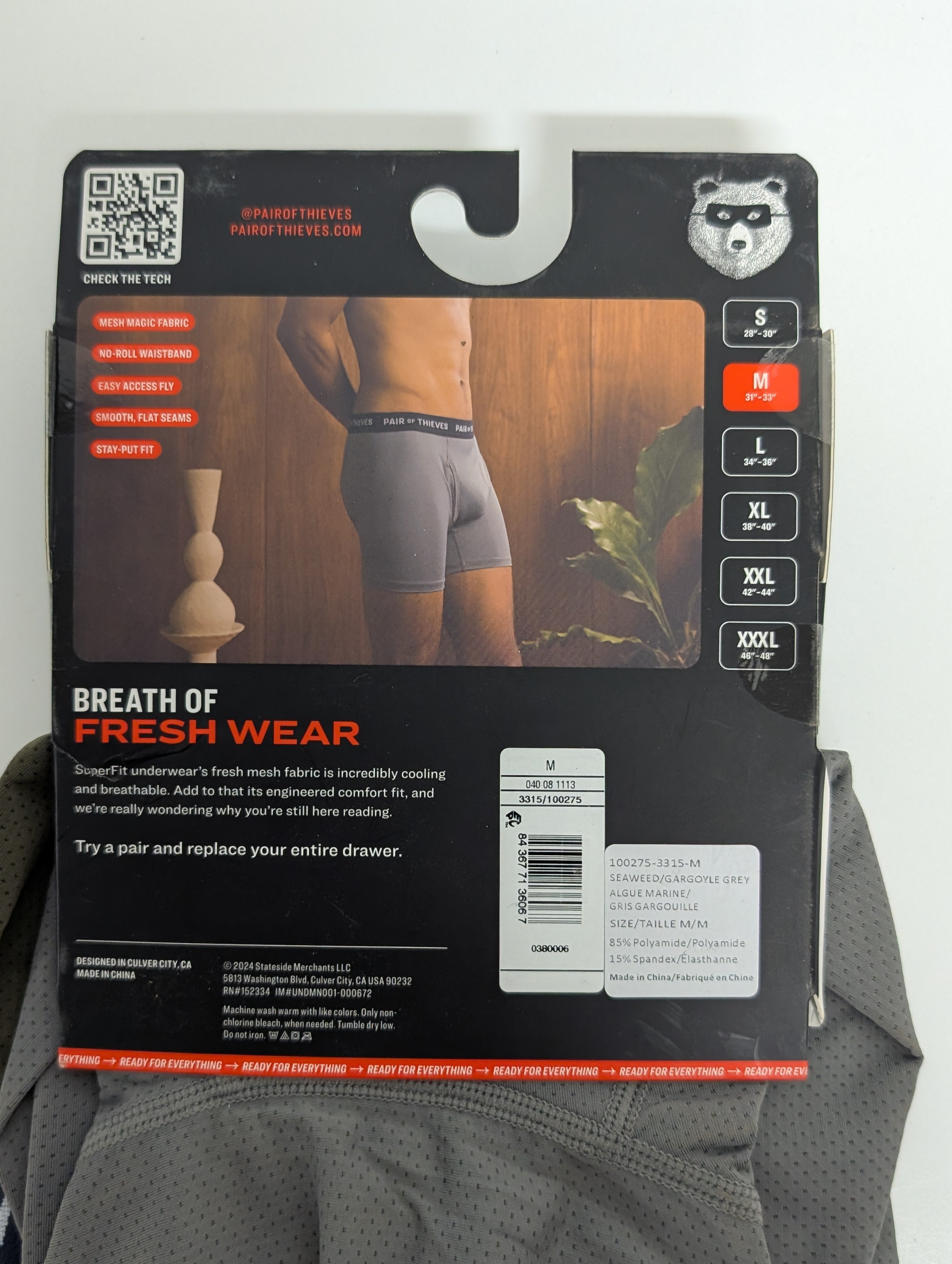 Pair of Thieves SuperFit Men's Boxer Briefs 2-Pack (Medium, Seaweed & Gargoyle Grey)