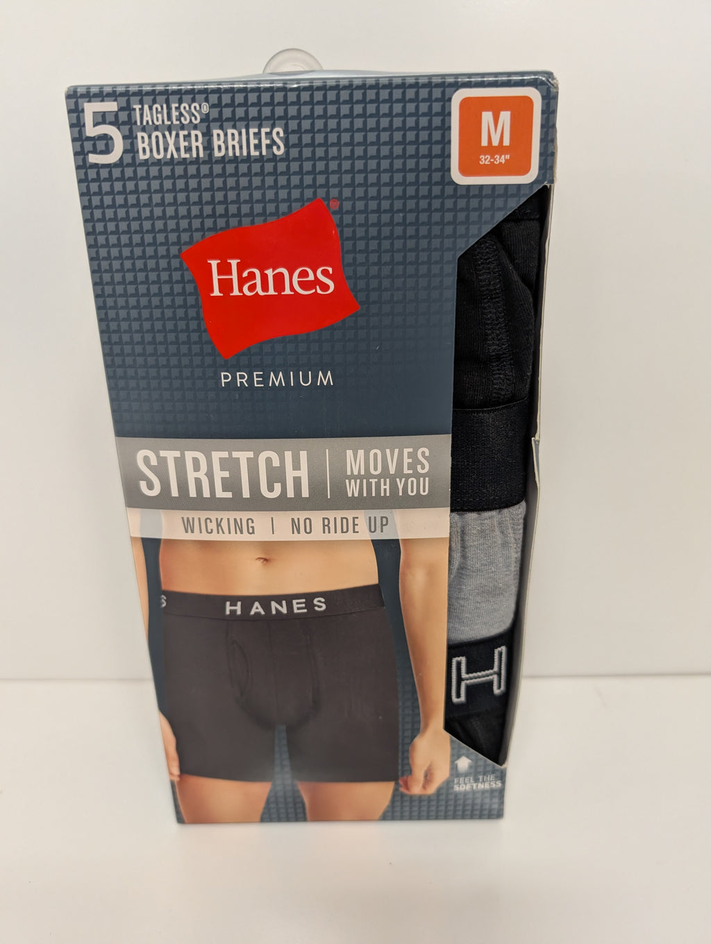 Hanes Premium Stretch Men’s Boxer Briefs 5-Pack (Medium, 32–34”) — New in Box