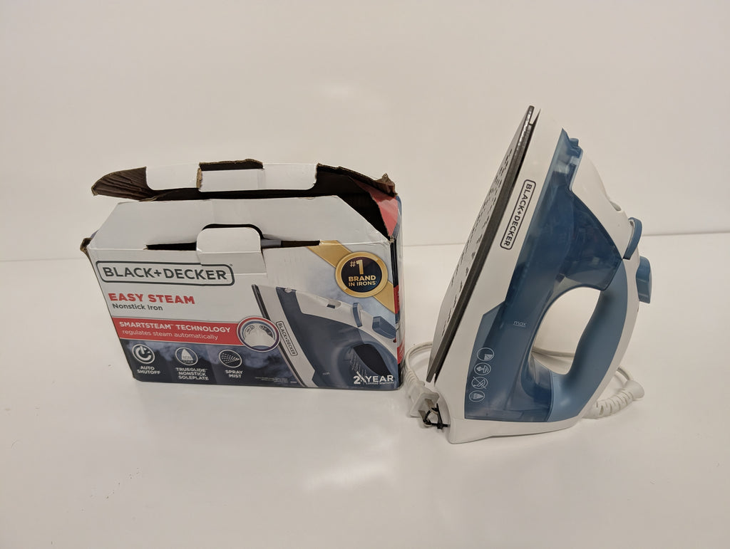 Black+Decker Easy Steam Nonstick Iron with SmartSteam Technology (Light Blue, Tested)