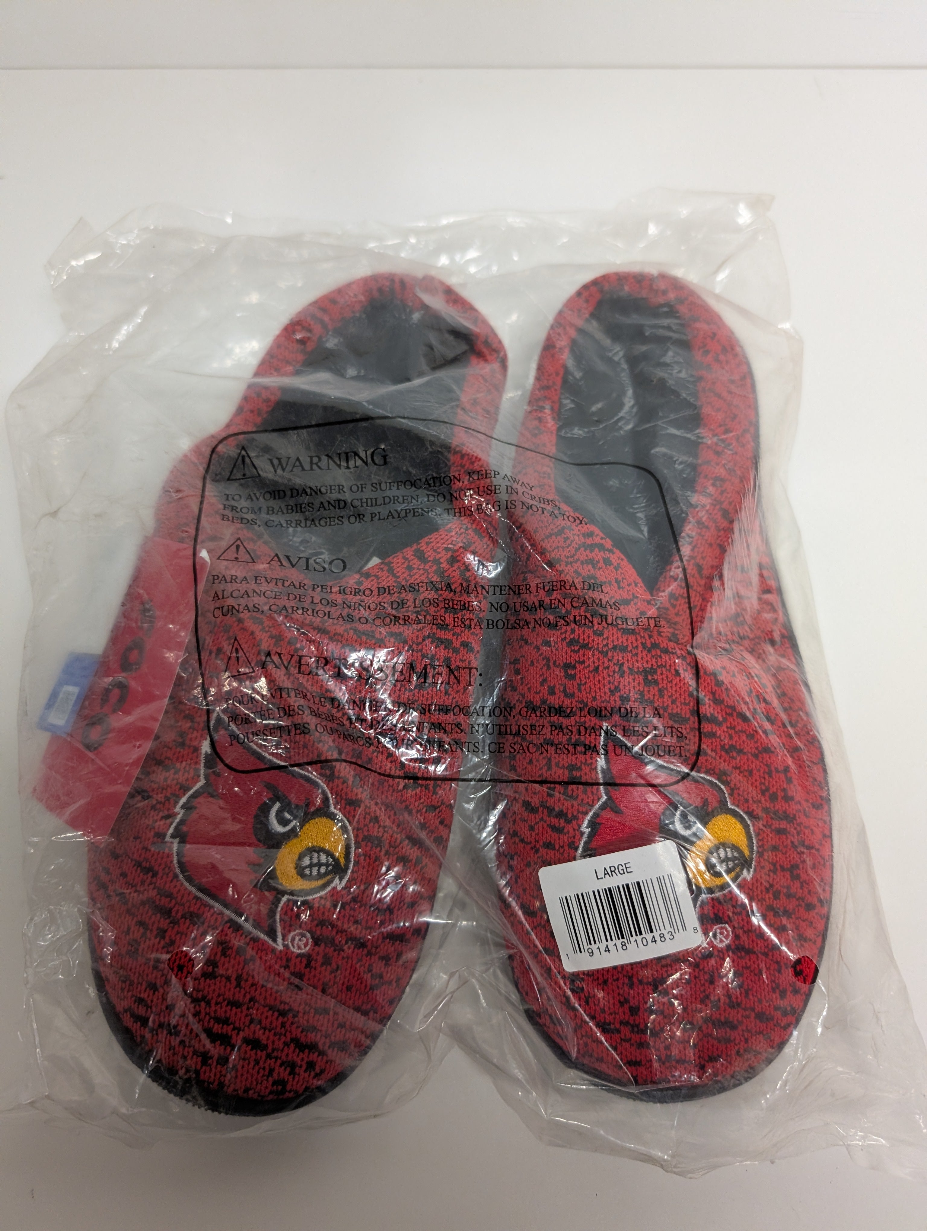 FOCO Louisville Cardinals Knit Slippers – Size Large (New in Package)