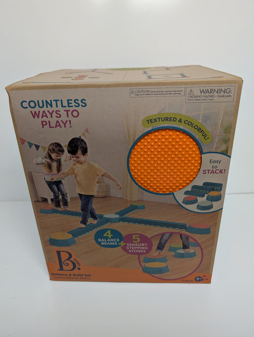 B. Toys Balance & Build Set – Sensory Balance Beams (13 Pieces, New in Box)