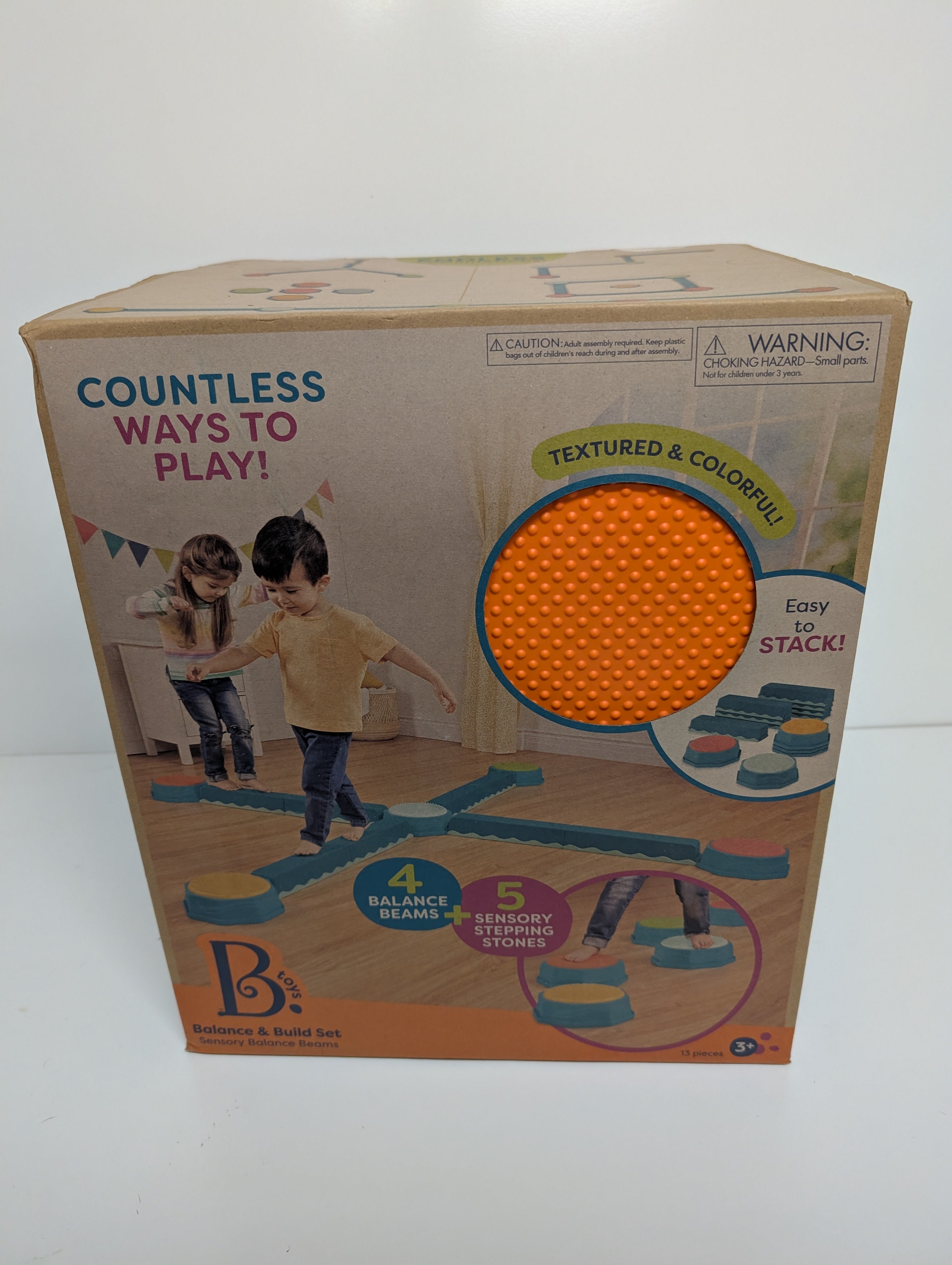 B. Toys Balance & Build Set – Sensory Balance Beams (13 Pieces, New in Box)