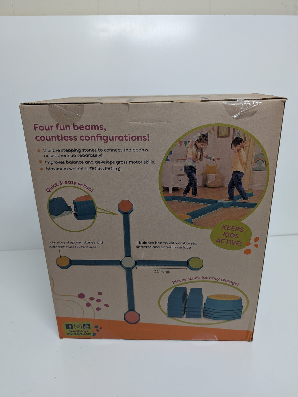 B. Toys Balance & Build Set – Sensory Balance Beams (13 Pieces, New in Box)