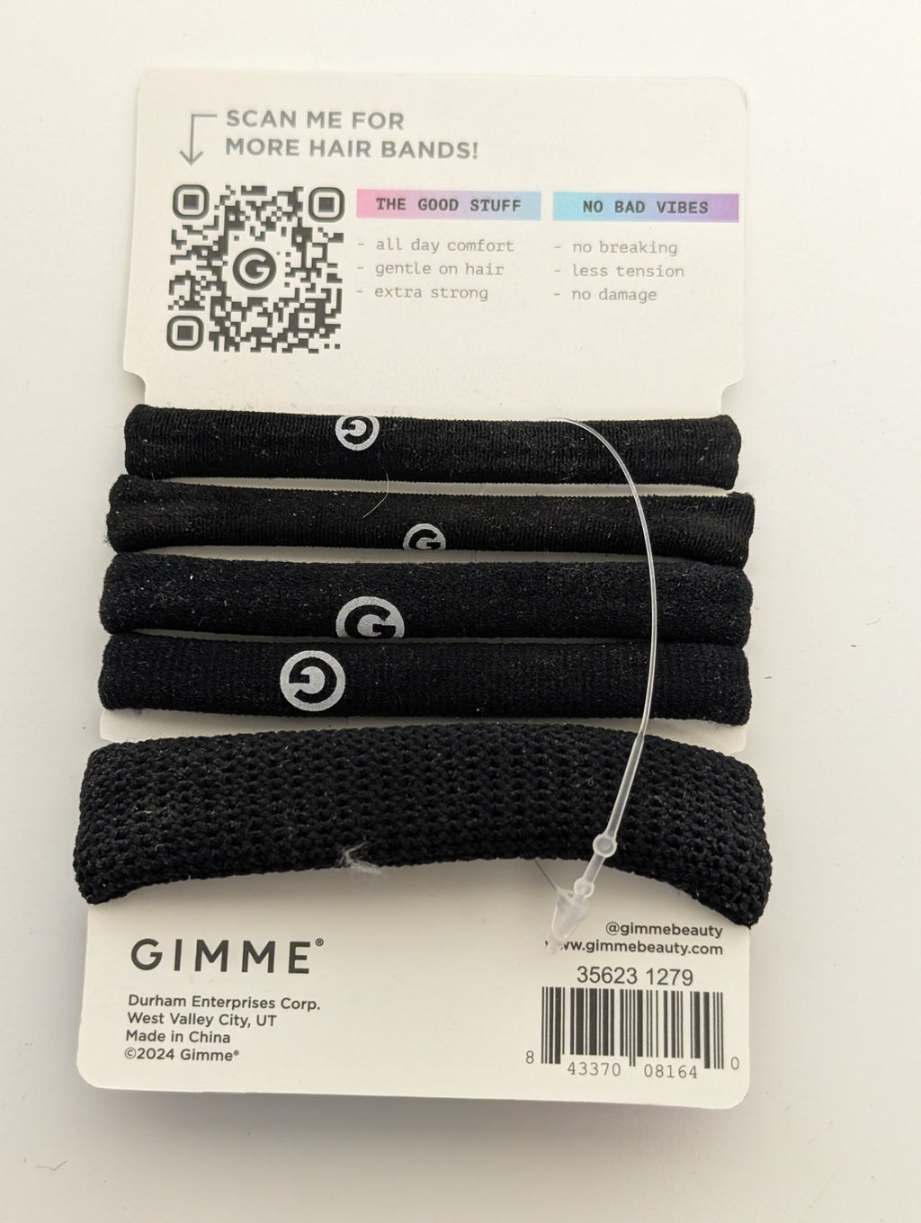 GIMME Hair Bands – 5 Pack (Firm Hold + All-Day Comfort, Black)