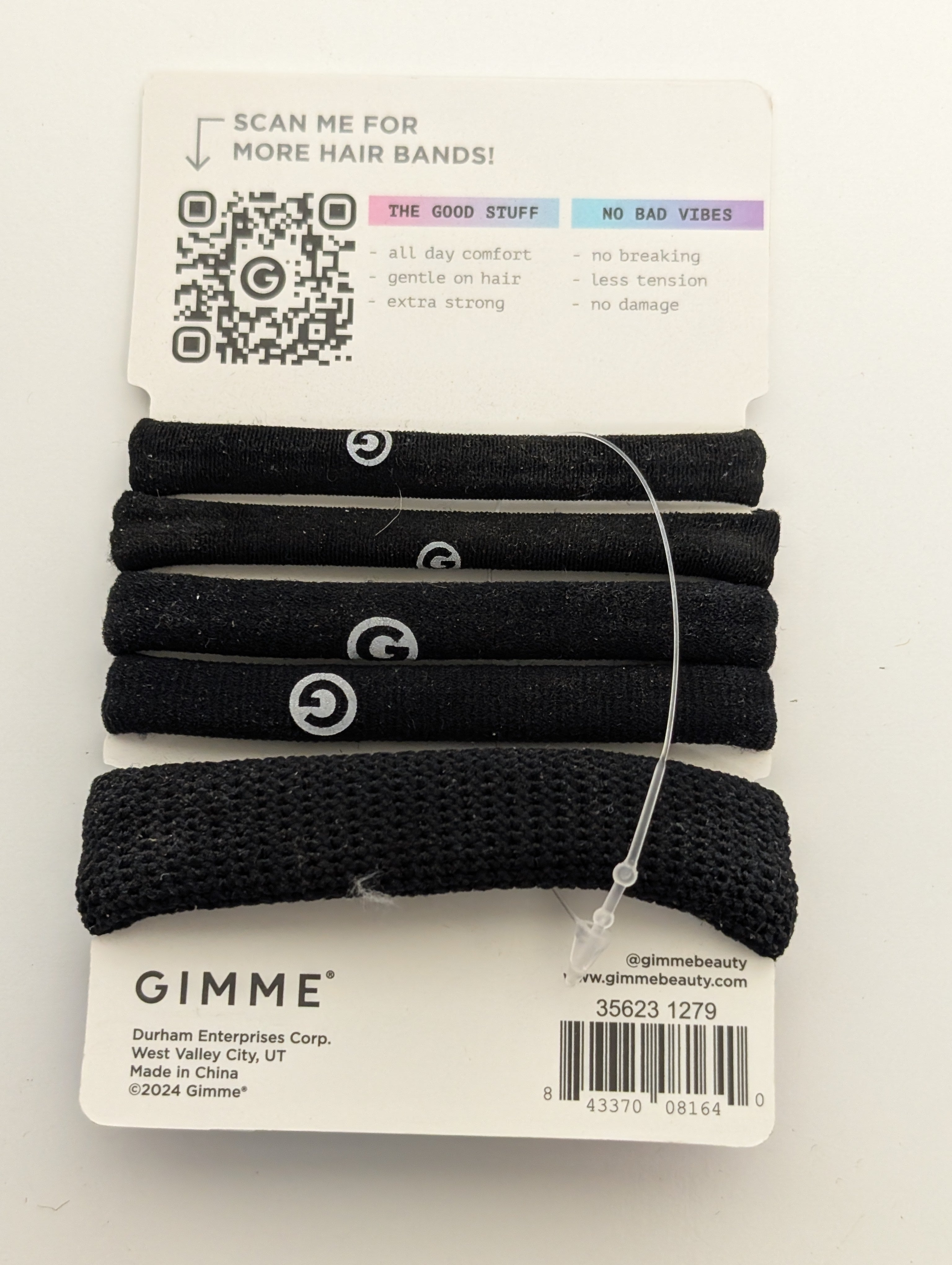 GIMME Hair Bands – 5 Pack (Firm Hold + All-Day Comfort, Black)