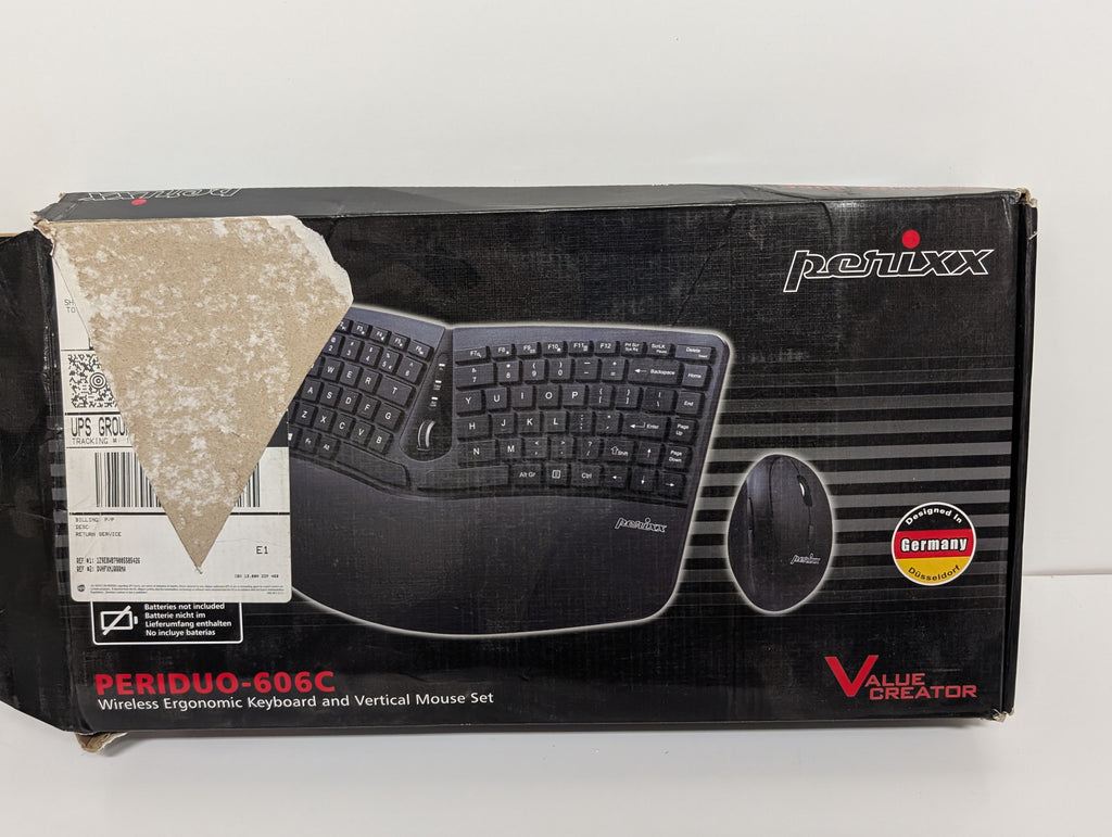 Perixx PERIDUO-606C Wireless Ergonomic Keyboard and Vertical Mouse Combo – Designed in Germany