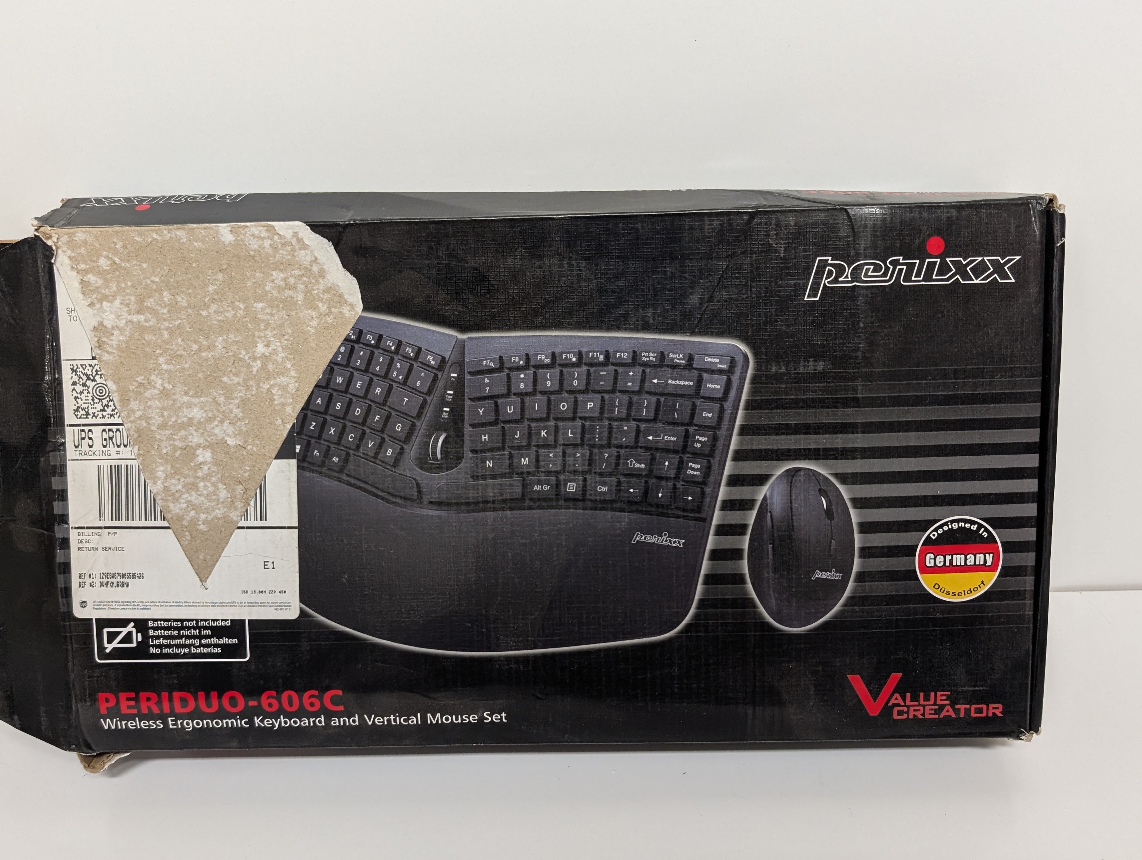 Perixx PERIDUO-606C Wireless Ergonomic Keyboard and Vertical Mouse Combo – Designed in Germany