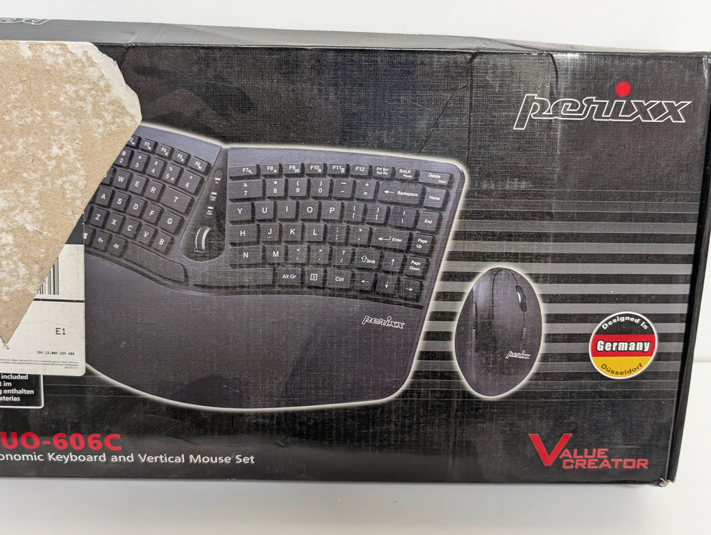 Perixx PERIDUO-606C Wireless Ergonomic Keyboard and Vertical Mouse Combo – Designed in Germany