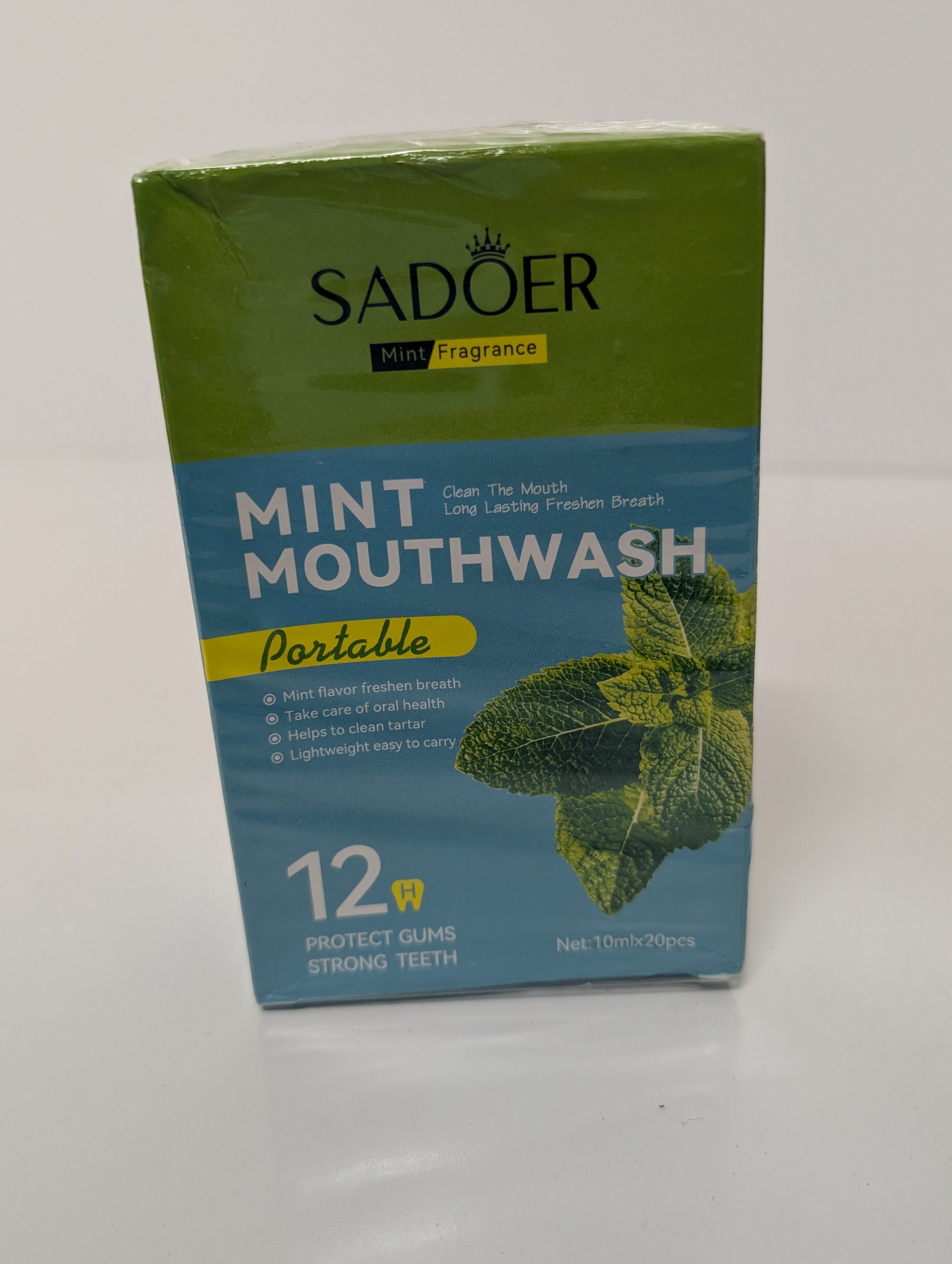 Sadoer Mint Mouthwash Portable Oral Care Pack (20 x 10ml) Fresh Breath Travel Set