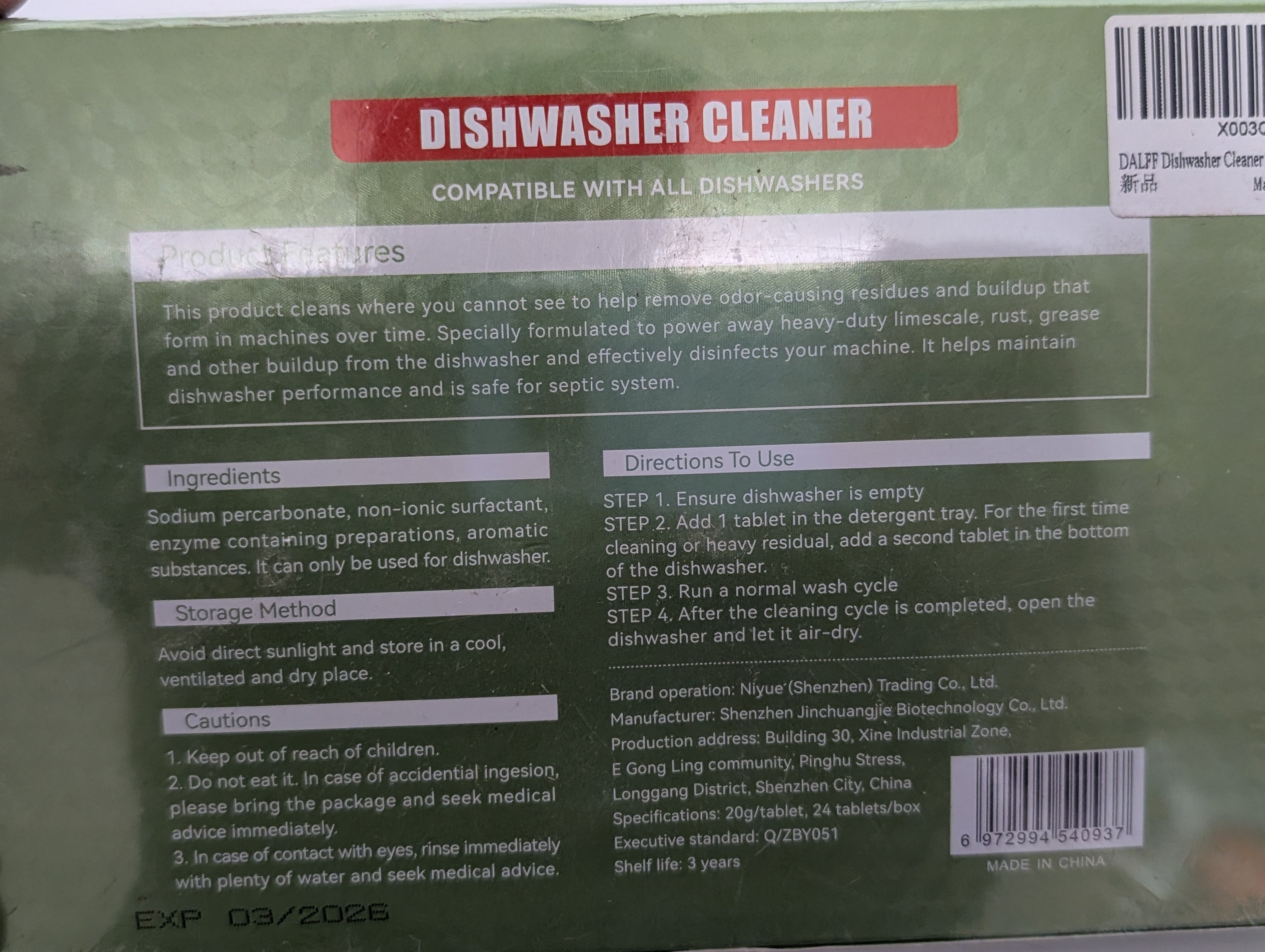 DALFF Dishwasher Cleaner Tablets (24 Count) Deep Clean & Deodorizing Formula (2026 Exp.)