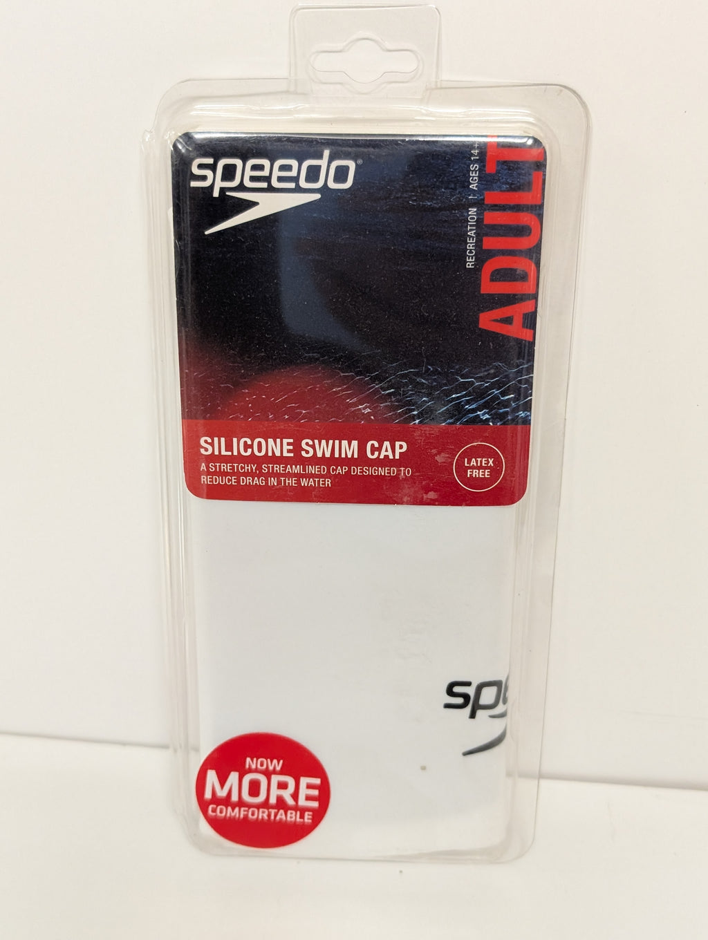 Speedo Adult Silicone Swim Cap White – Latex-Free Streamlined Design (Made in Thailand)