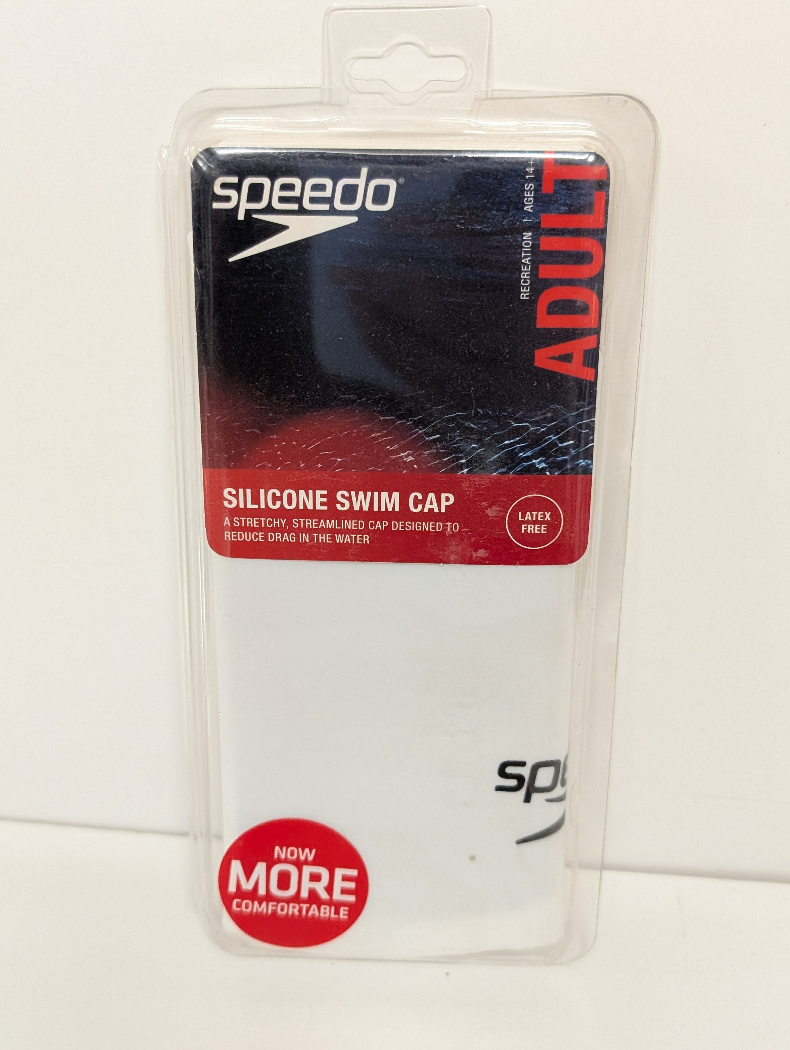 Speedo Adult Silicone Swim Cap White – Latex-Free Streamlined Design (Made in Thailand)