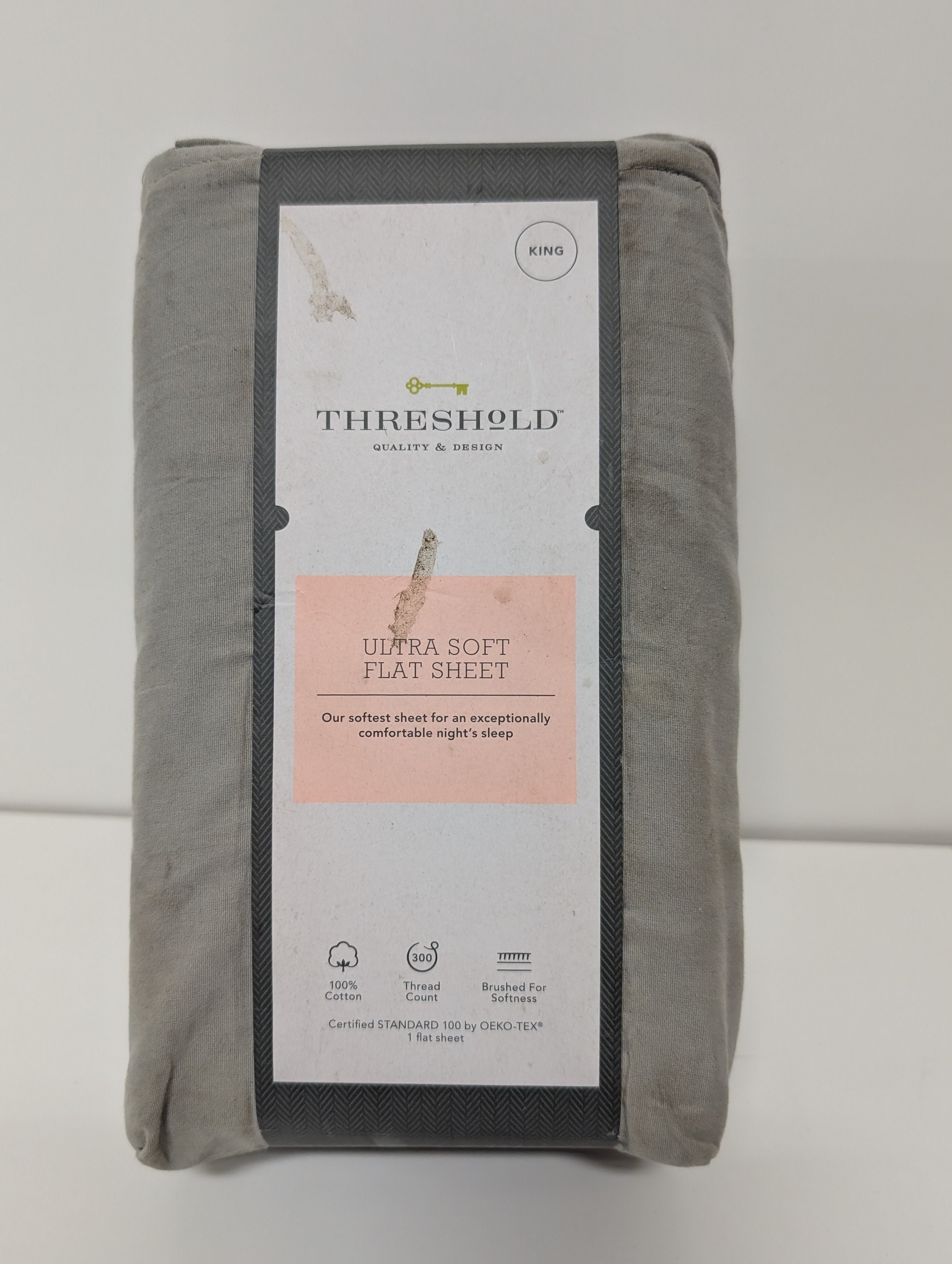 Threshold Ultra Soft Flat Sheet King Size 100% Cotton 300 Thread Count Gray (2023)
